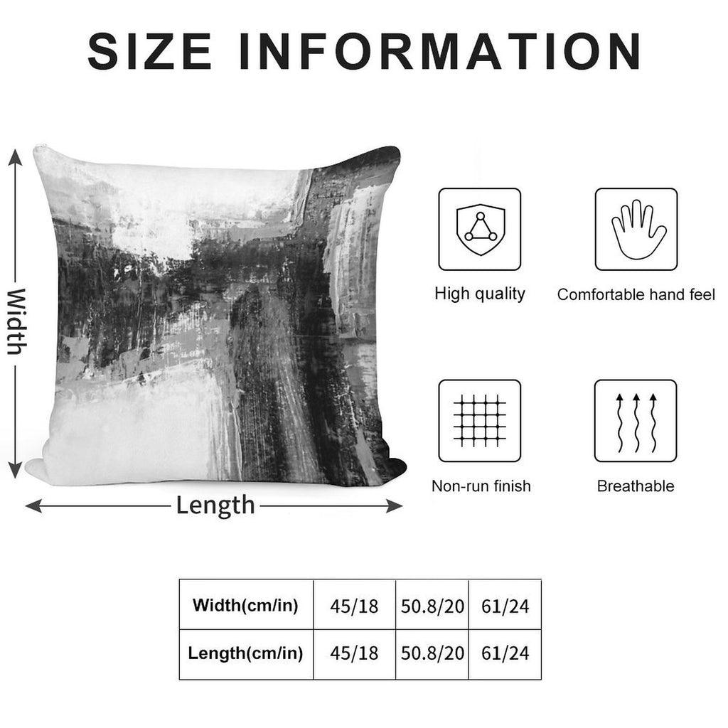 Black White Abstract Soft Luxury Feel Throw Pillow