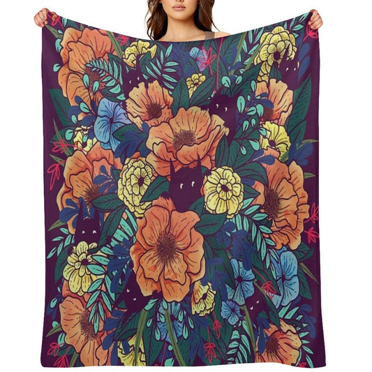 Wild Flowers Machine-washable Throw Blanket