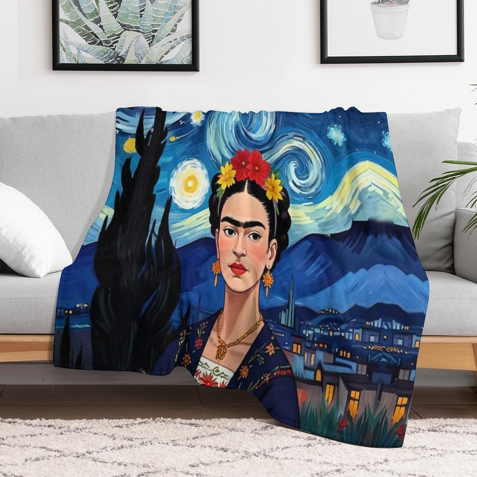 Frida Kahlo  The Starry Night Anti-pilling Throw Blanket