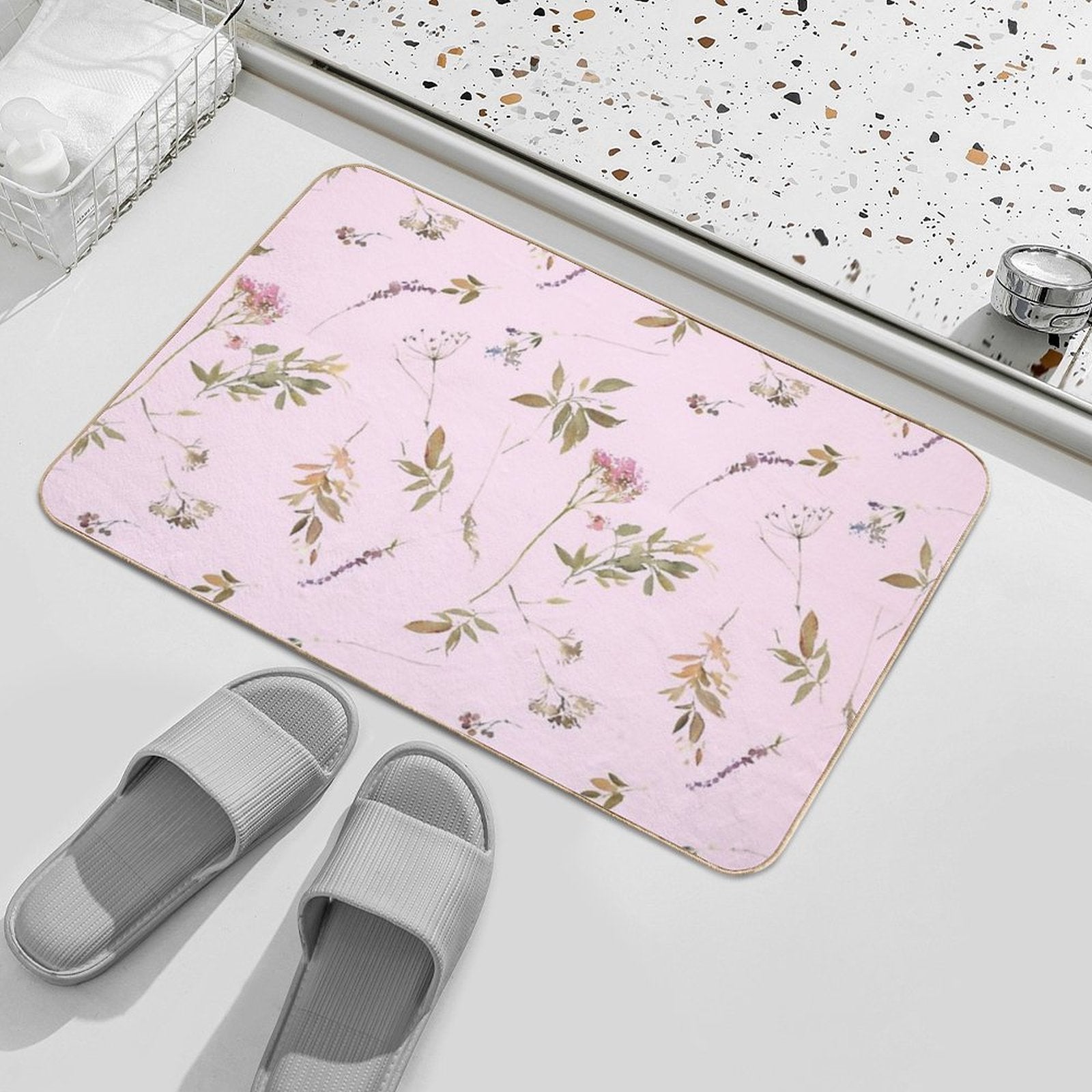 Happy Birthday Mom Pink Flowers  Long-Lasting Bath Mat