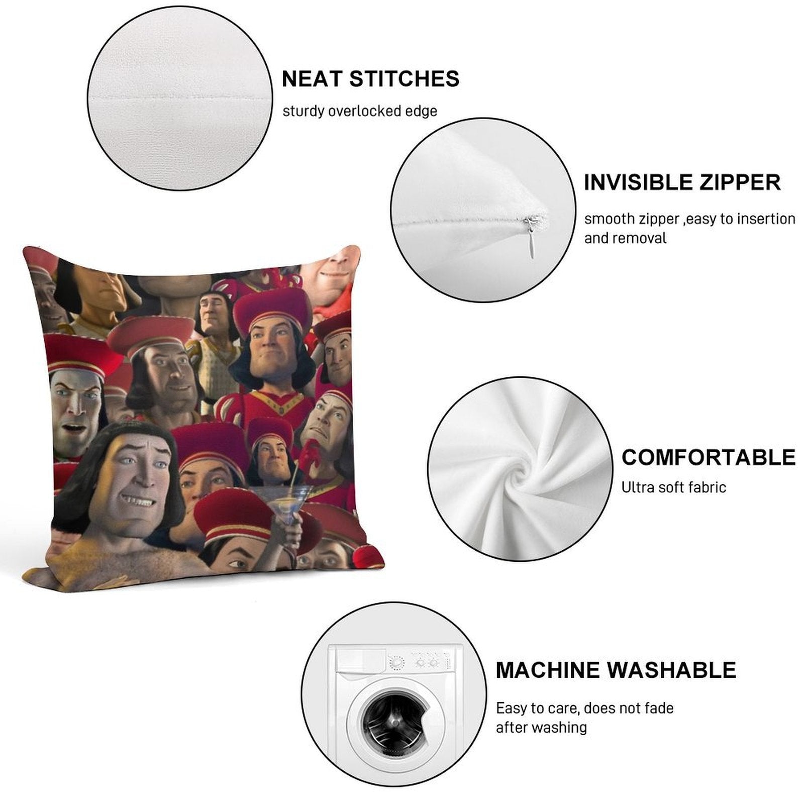 Lord Farquaad Soft Skin-Friendly Throw Pillow