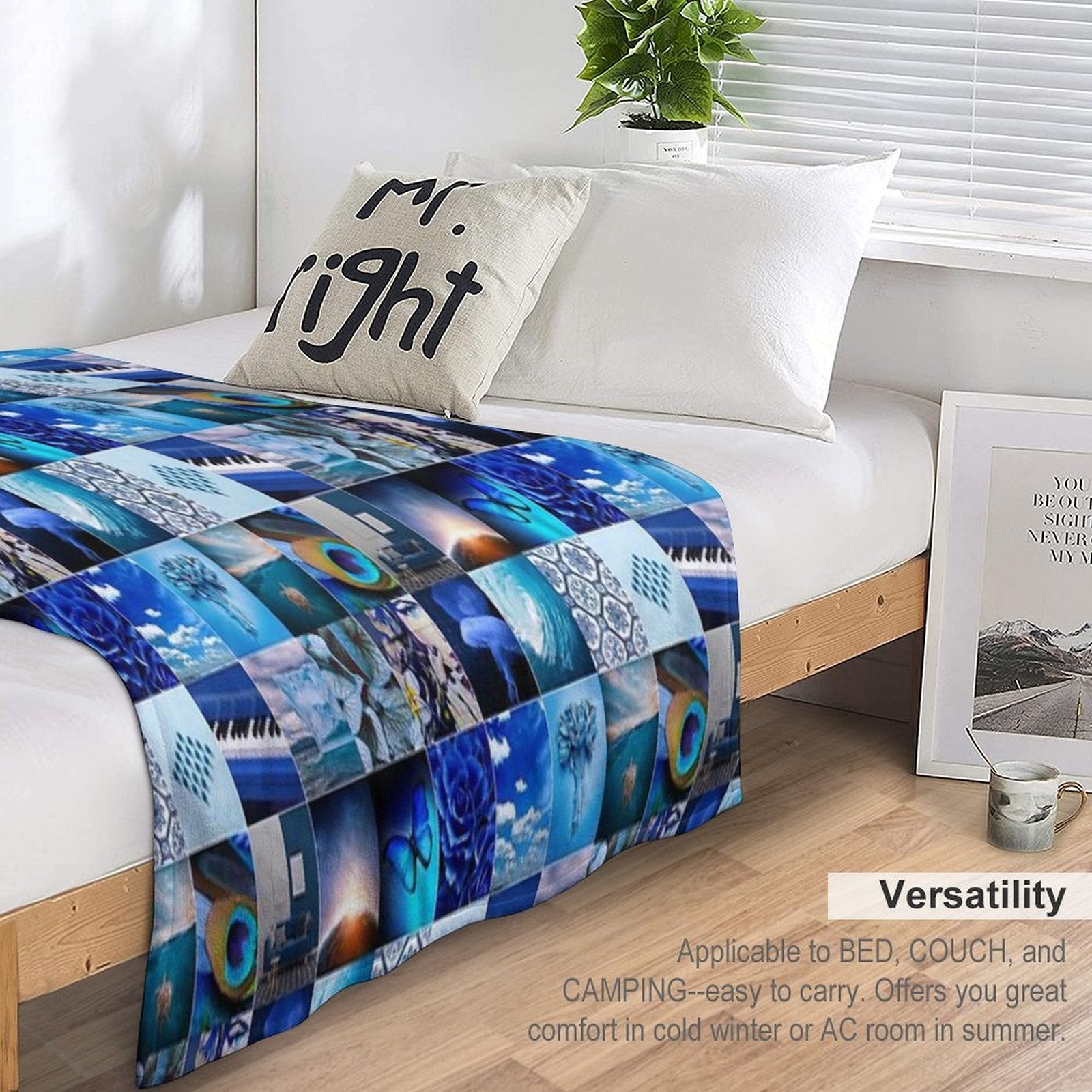 Blue Lovers Photo Collage Anti-pilling Throw Blanket