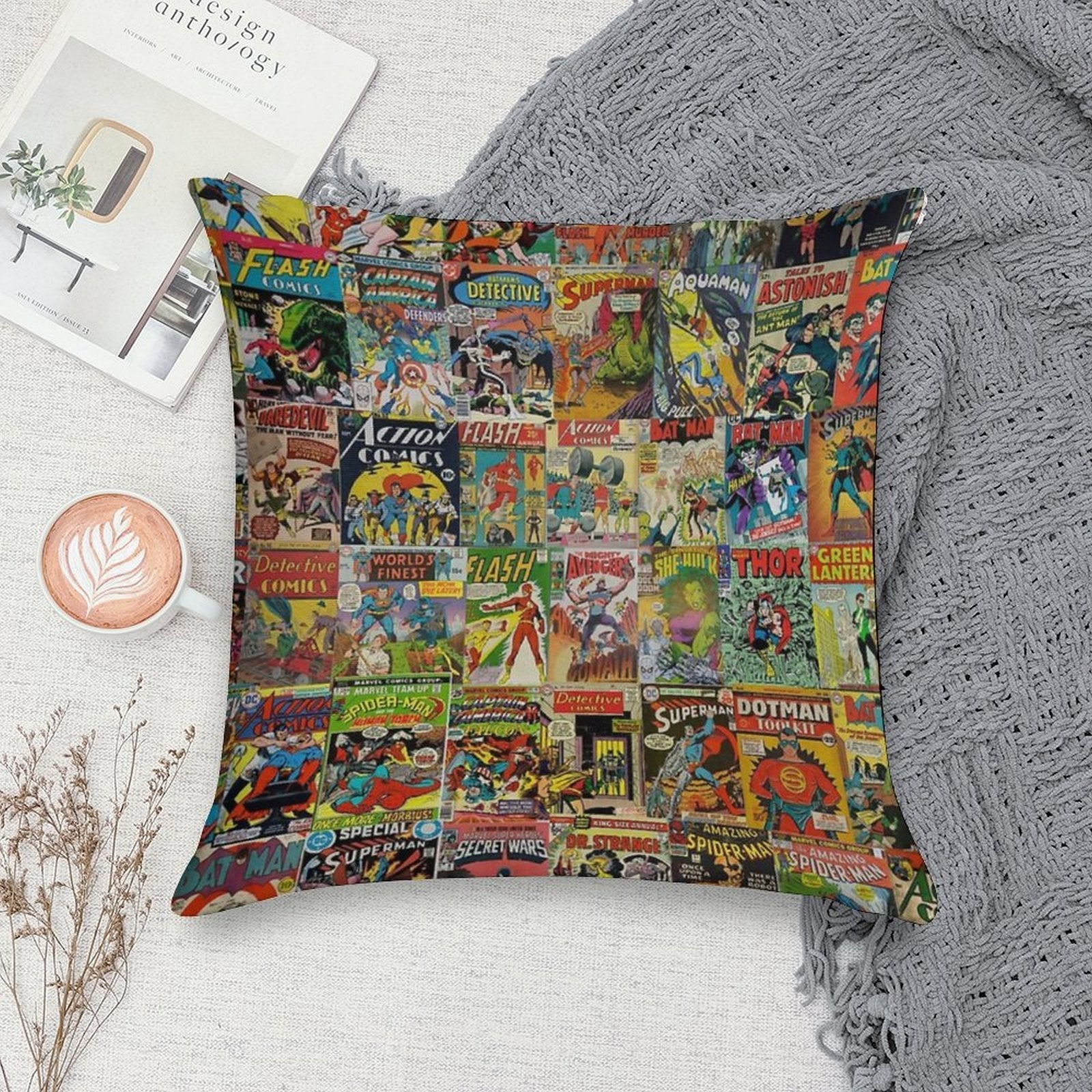 Vintage Comic Book Pattern Soft Multiple Sizes Throw Pillow