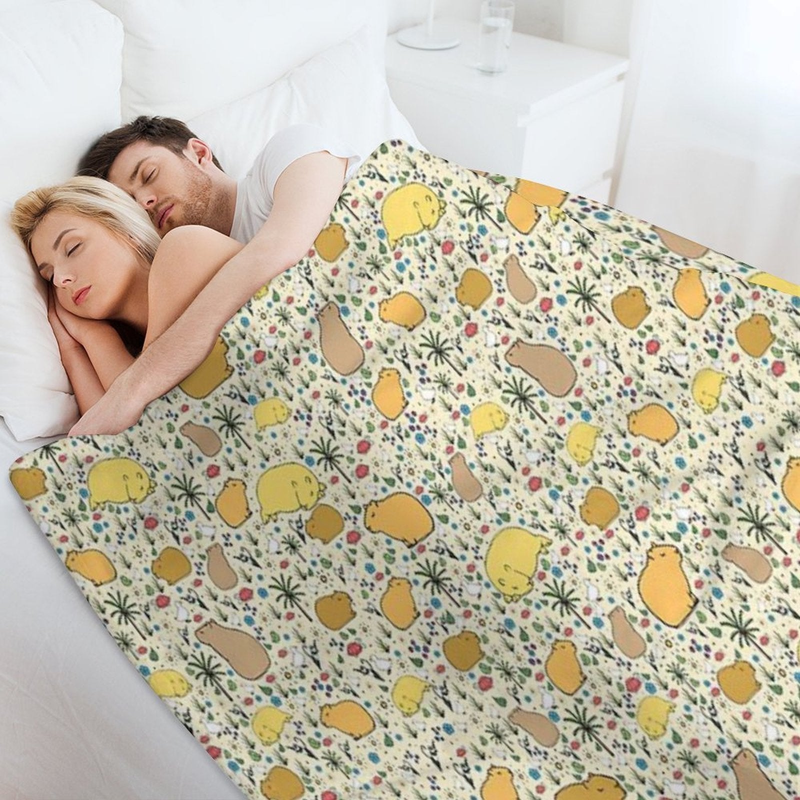Capybaras in Gold Eco-conscious Throw Blanket