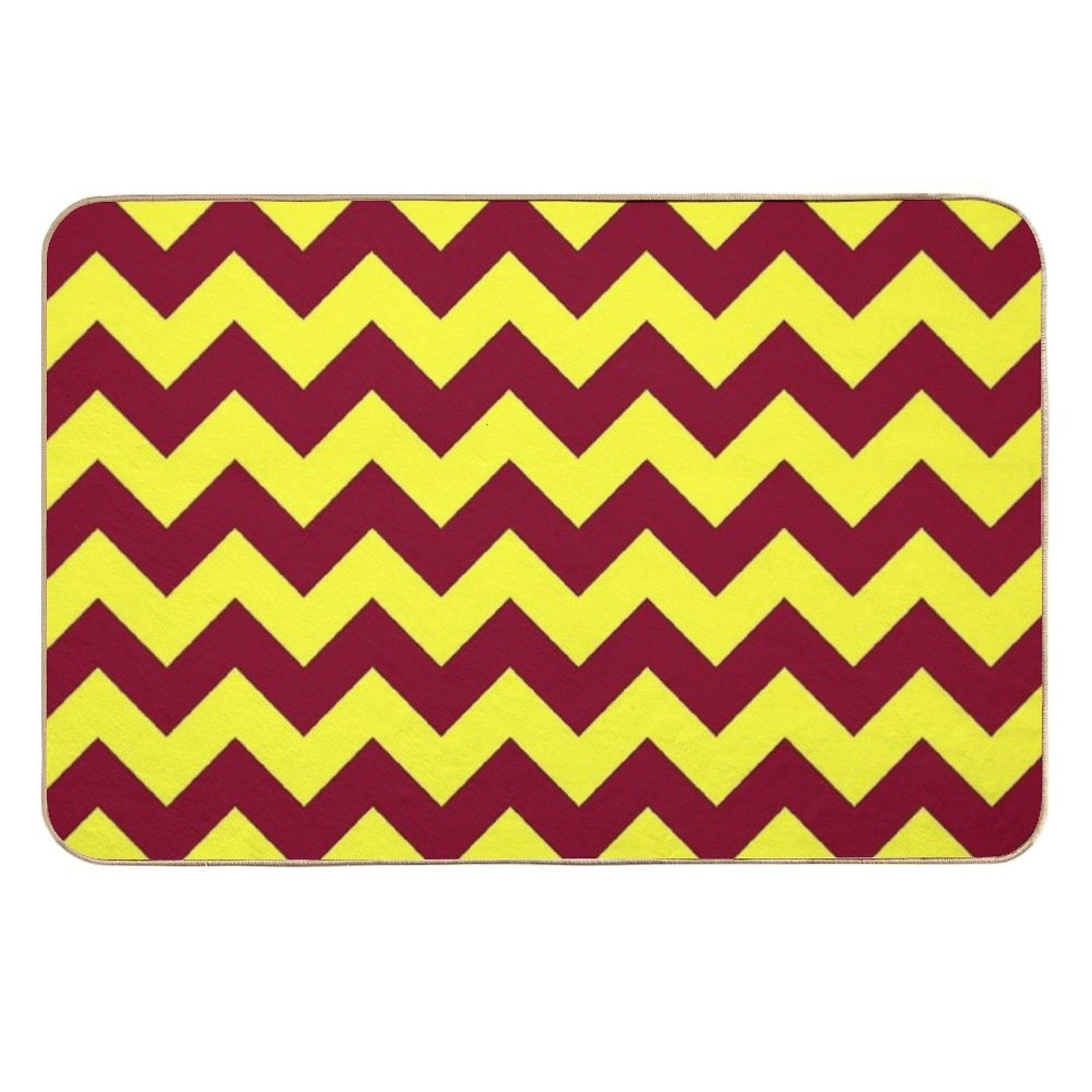 Electric Yellow And Burgundy Red Horizontal Zigzags  Versatile Bath Mat