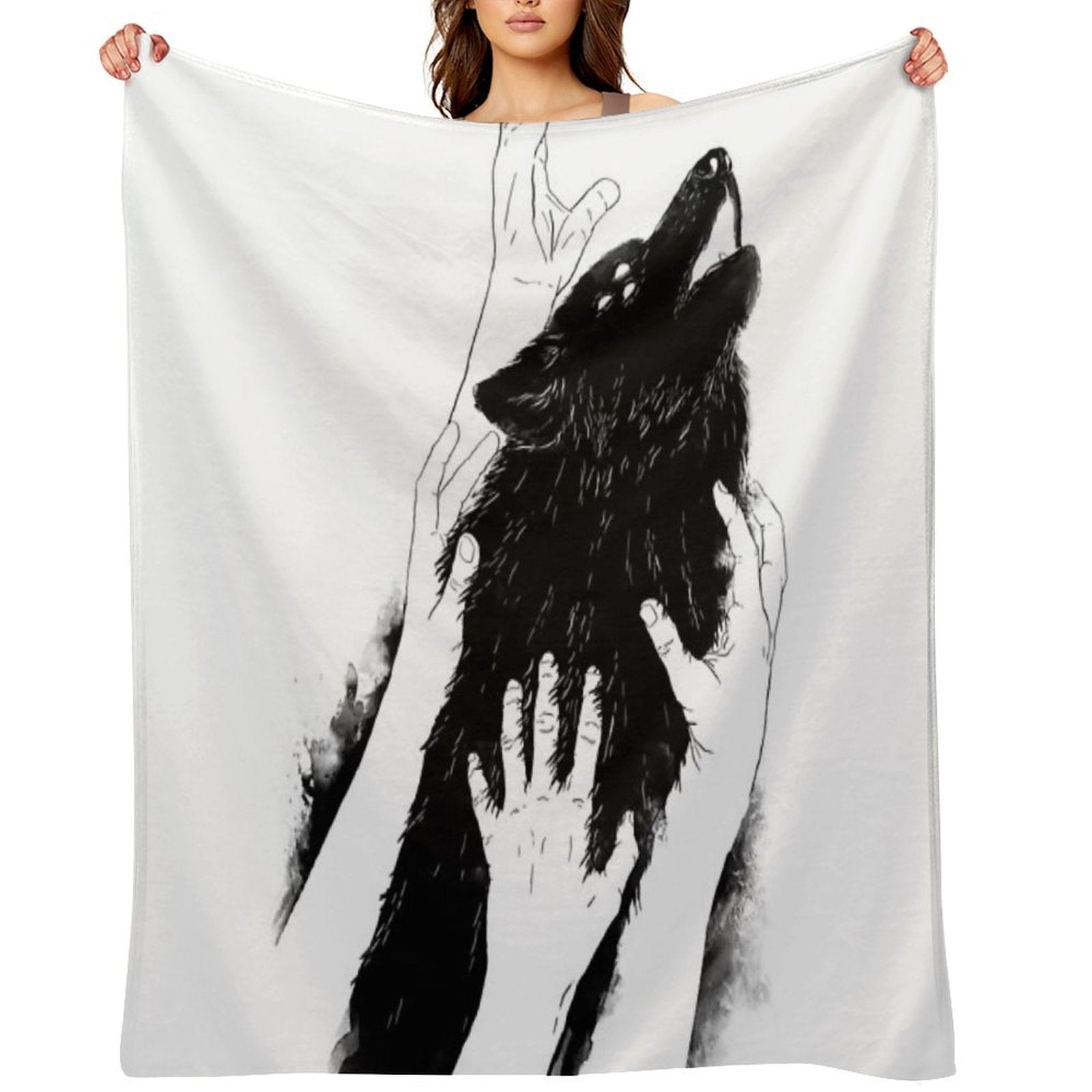Wolves of Paris Machine-washable Throw Blanket