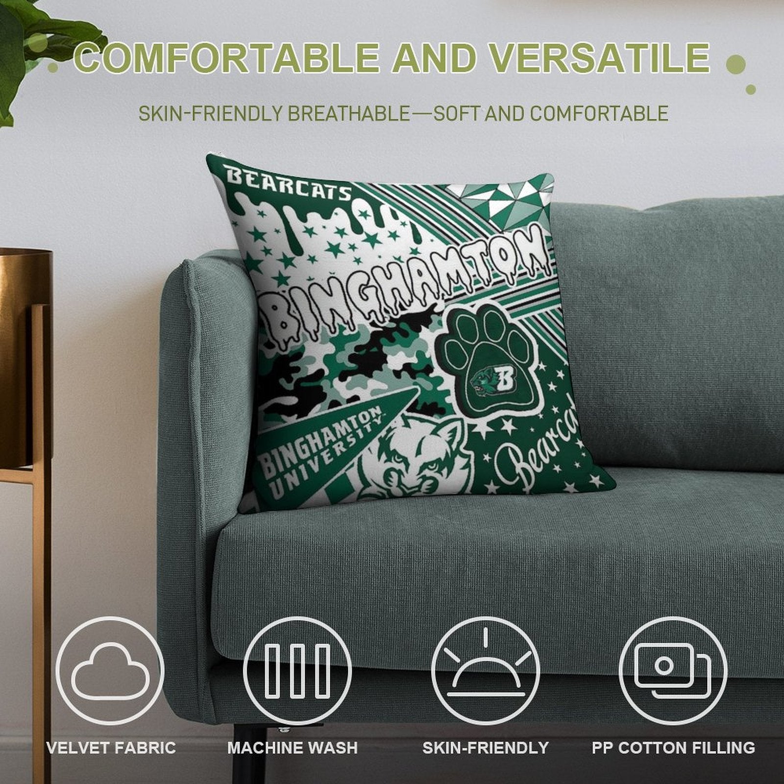 Binghamton University Soft Hidden Zipper Throw Pillow