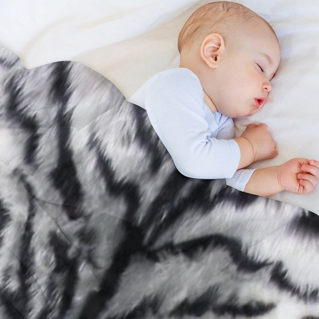 White Tiger Print Animal Skin Fur Pattern Shrink-resistant Throw Blanket