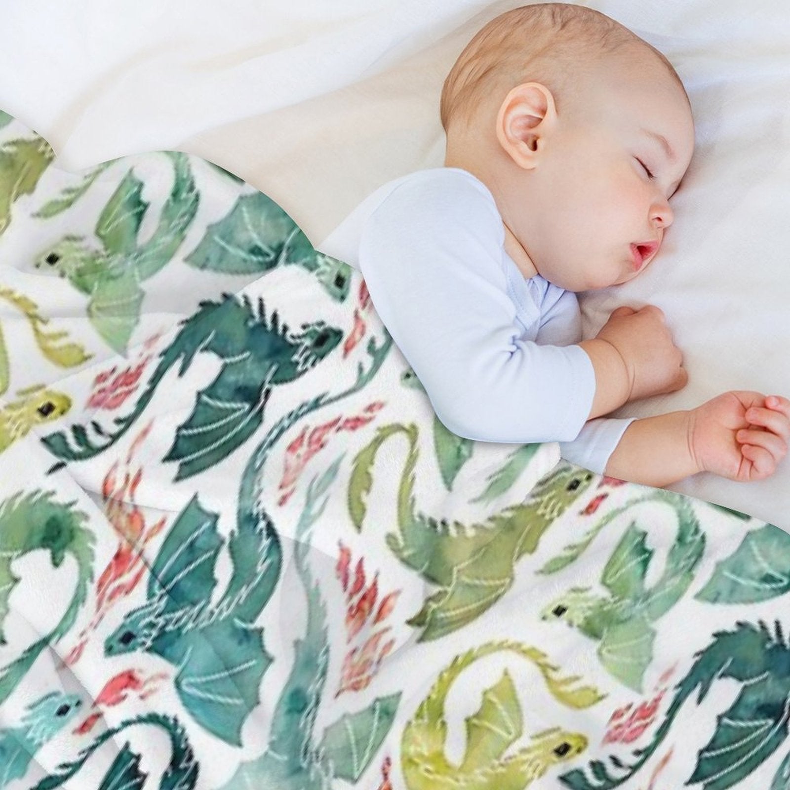 Dragon Fire Turquoise & Green Travel-friendly Throw Blanket