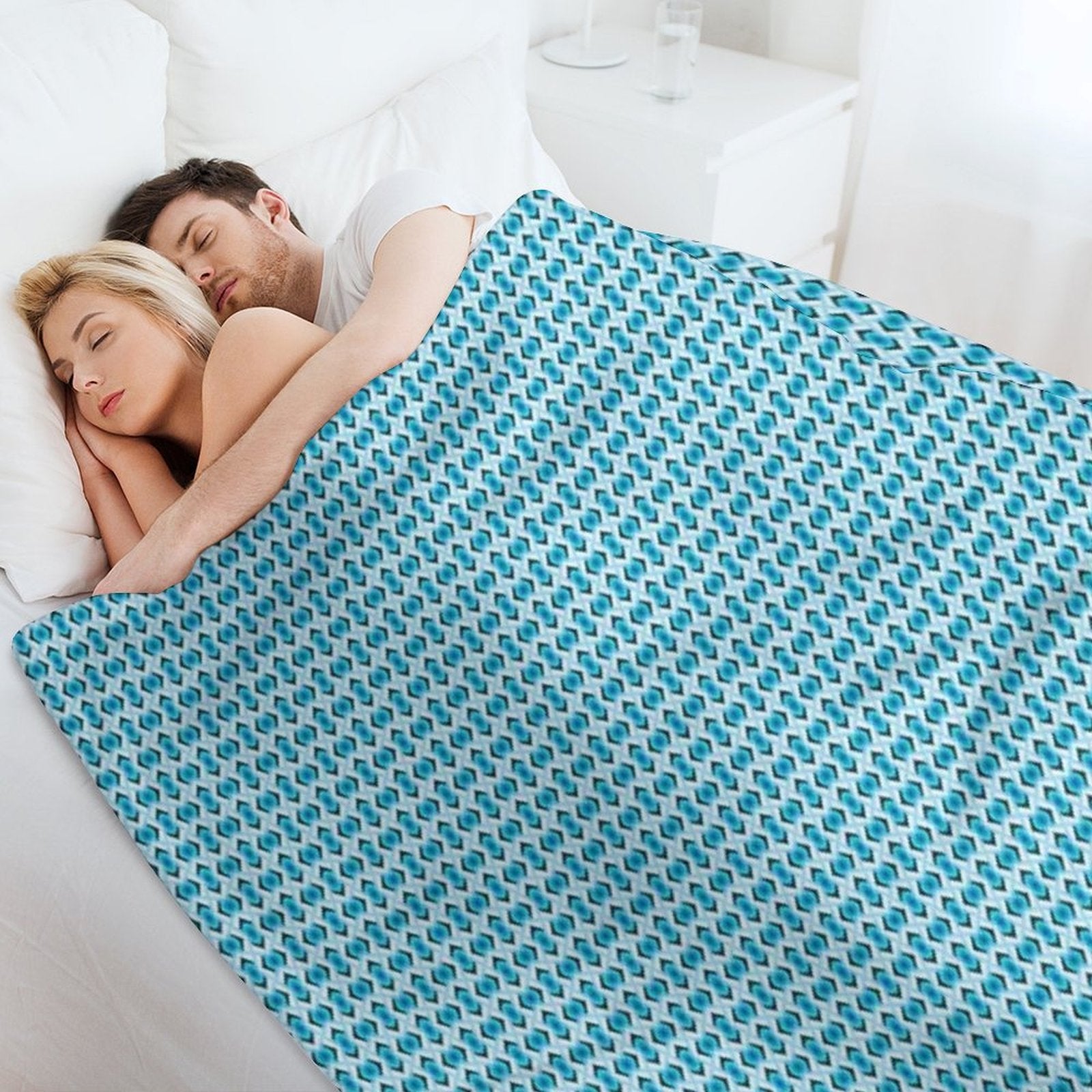 Overlapping Aqua Blue Diamonds Quick-dry Throw Blanket
