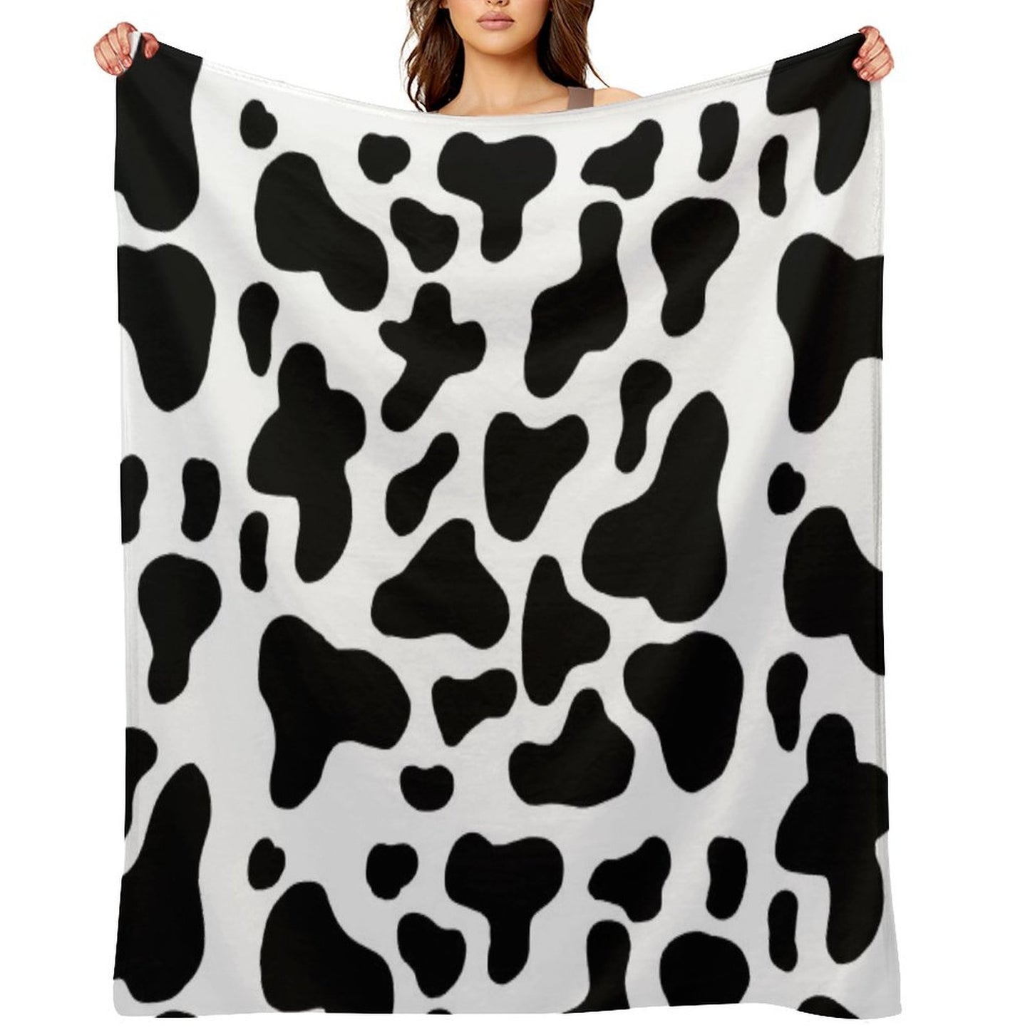 Cow Print Compact Throw Blanket