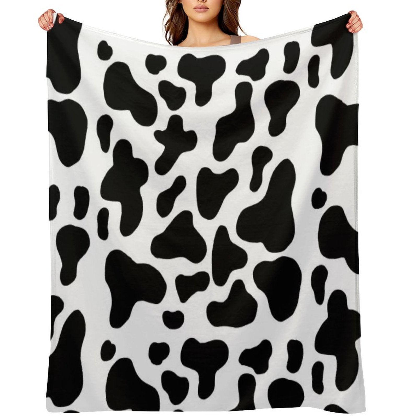 Cow Print Compact Throw Blanket