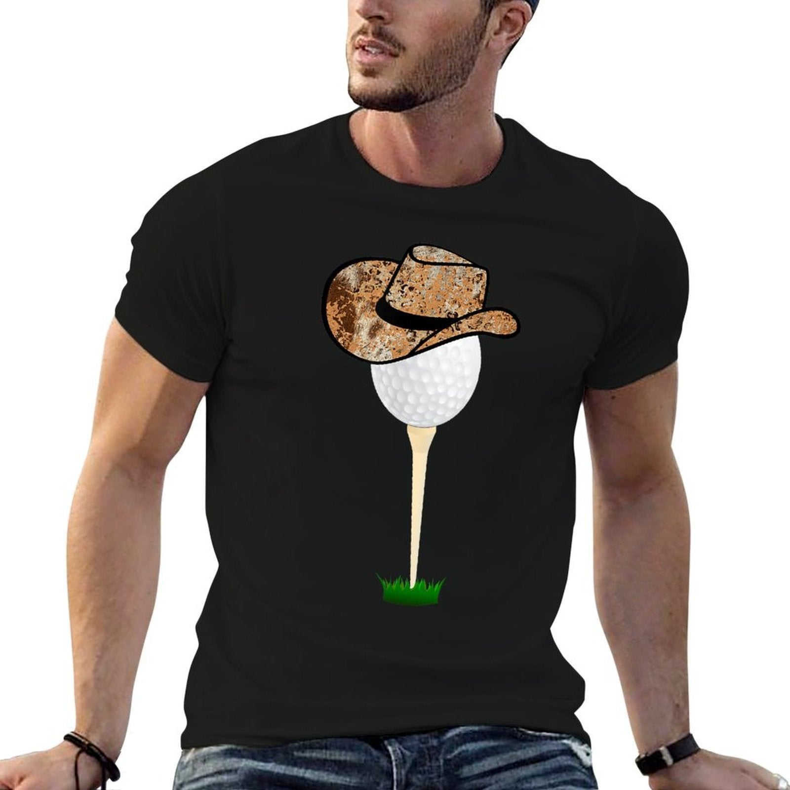 Funny Golfing Cowboy Apparel Holiday Golf Ball  Fade-proof Color T-Shirt
