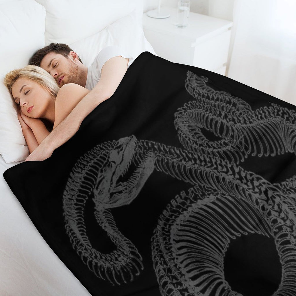 Snake & Bones - Black Lightweight Throw Blanket