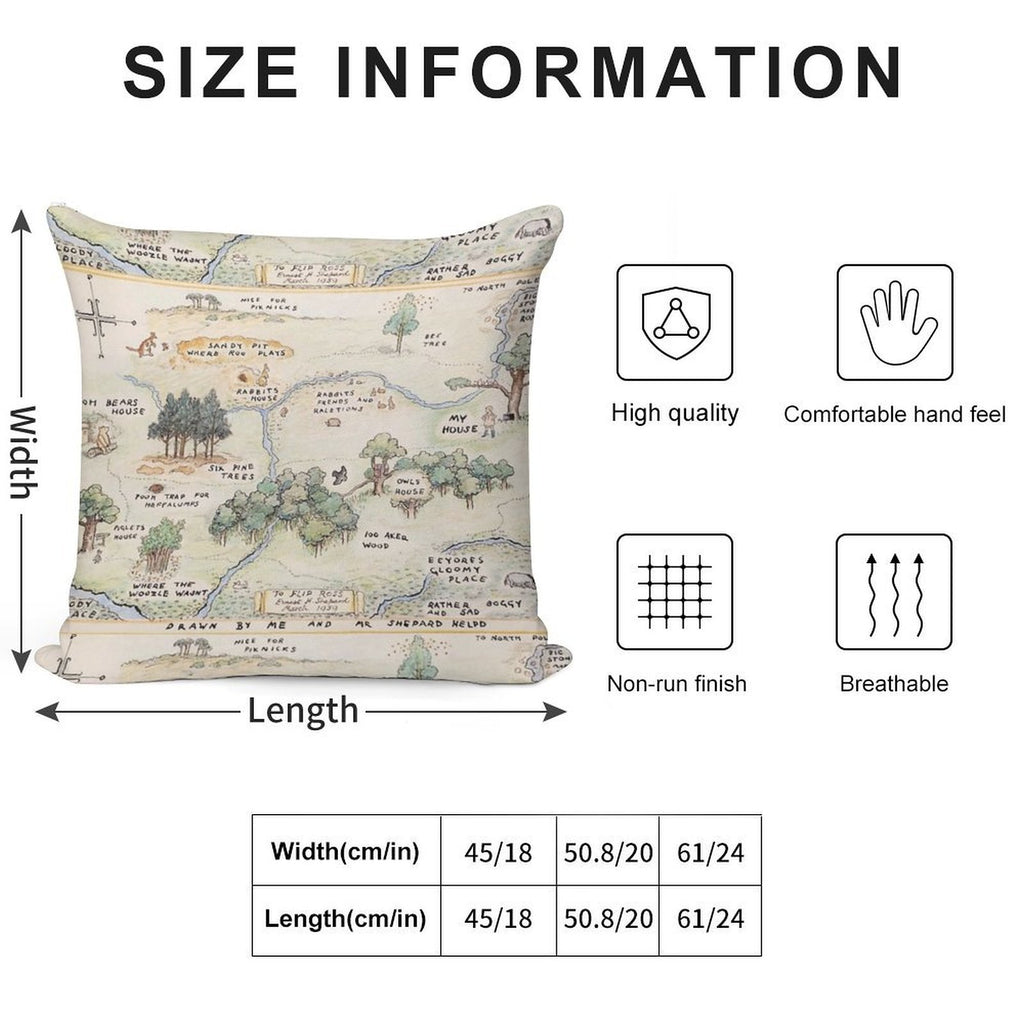 Hundred Acre Wood Map Soft Multiple Sizes Throw Pillow