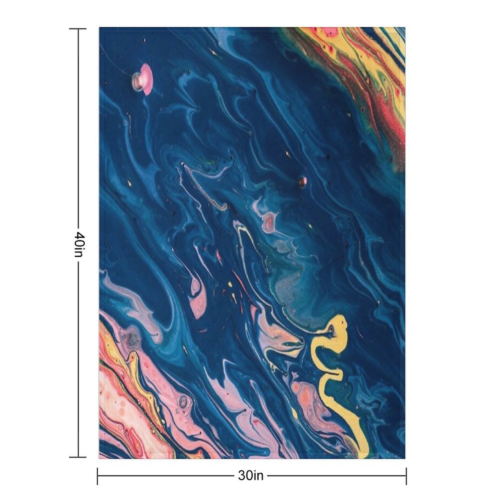 Marble Swirls of Dark Blue Pink Red And Yellow Abstract Pattern Multi-functional Throw Blanket