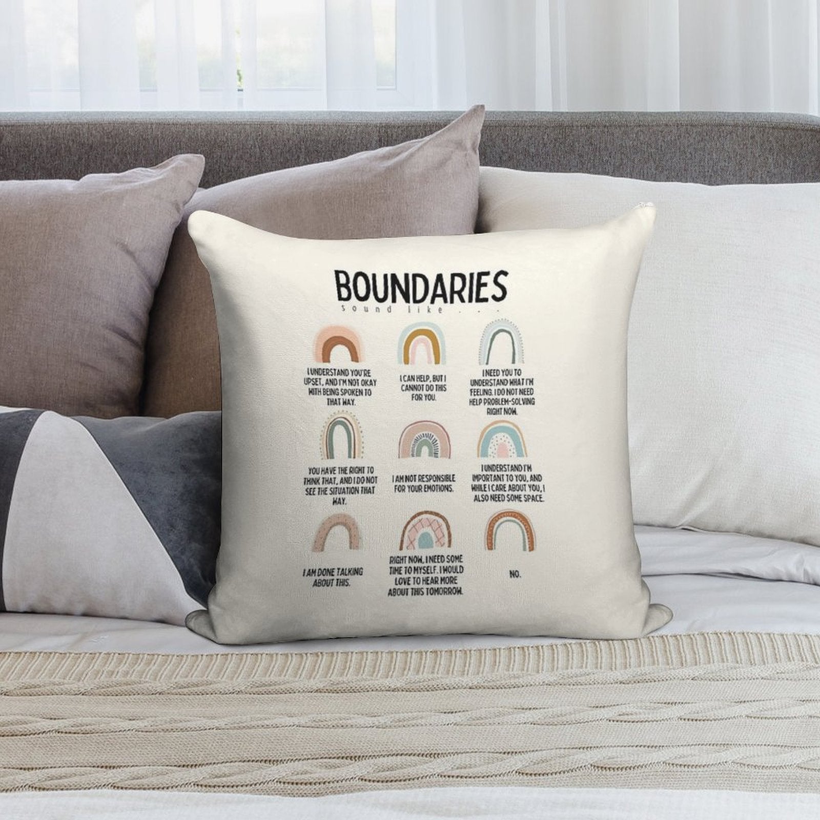 Boundaries Mental Health Reminder for Counselors Soft High-Density Material Throw Pillow