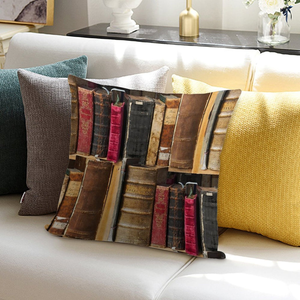 Bookworm Vintage Books in Bookshelf Soft Luxury Feel Throw Pillow