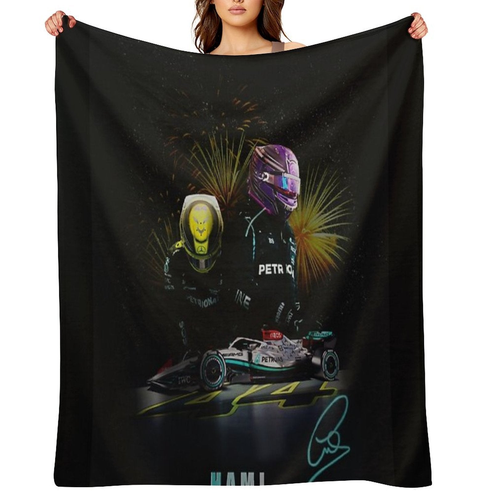 Lewis Hamilton Digital Art Posters Plush Throw Blanket
