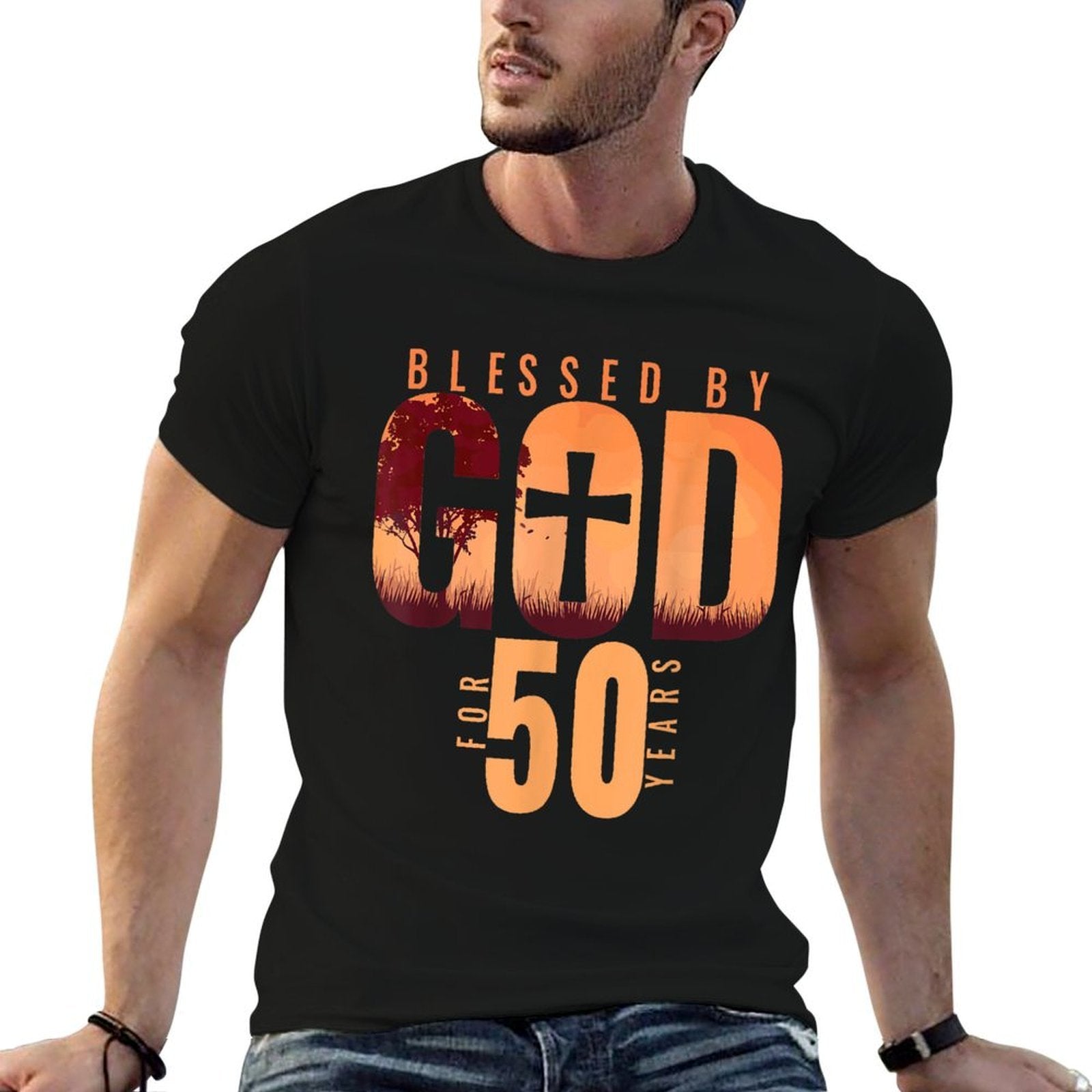 Blessed By God For 50 Years 50th Birthday Religious Theme  Stretchy T-Shirt
