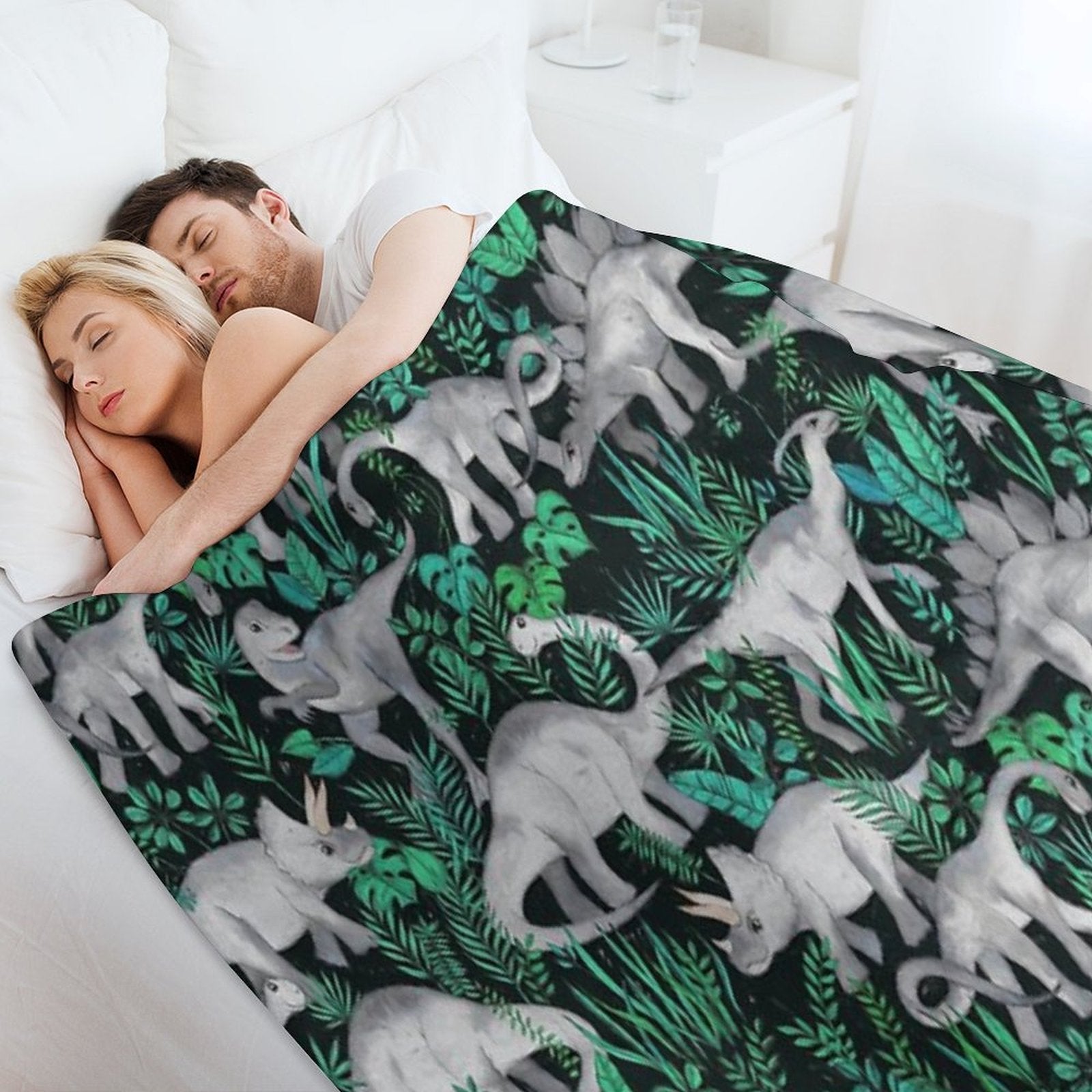 Dinosaur Jungle Sustainable Throw Blanket