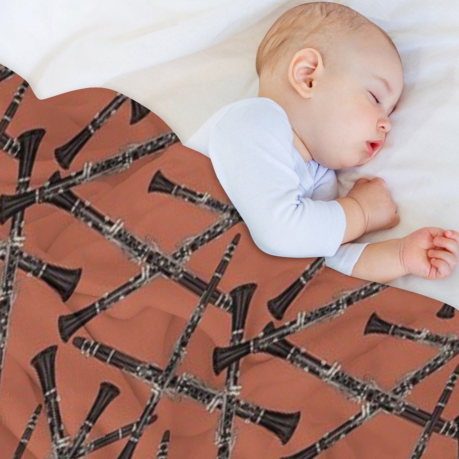 Clarinet Musical Instrument Pattern Rust Multi-functional Throw Blanket