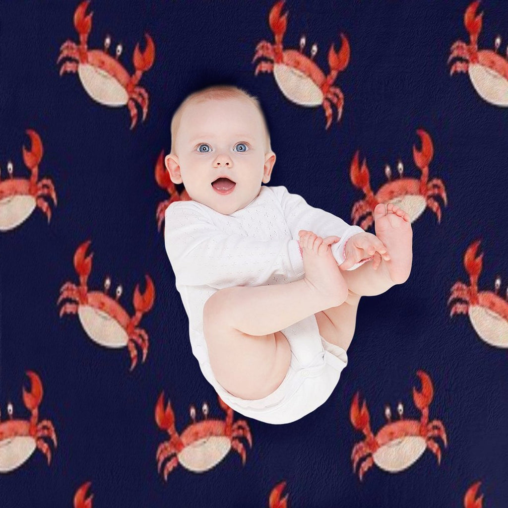 Crab Happy Crabby Seaside Crustaceans, Fun Red Animal Sea Ocean Lobster Quick-dry Throw Blanket