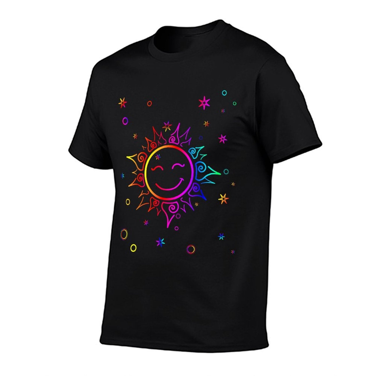 Colorful Stars Sun Rainbow Gradient  Cotton T-Shirt
