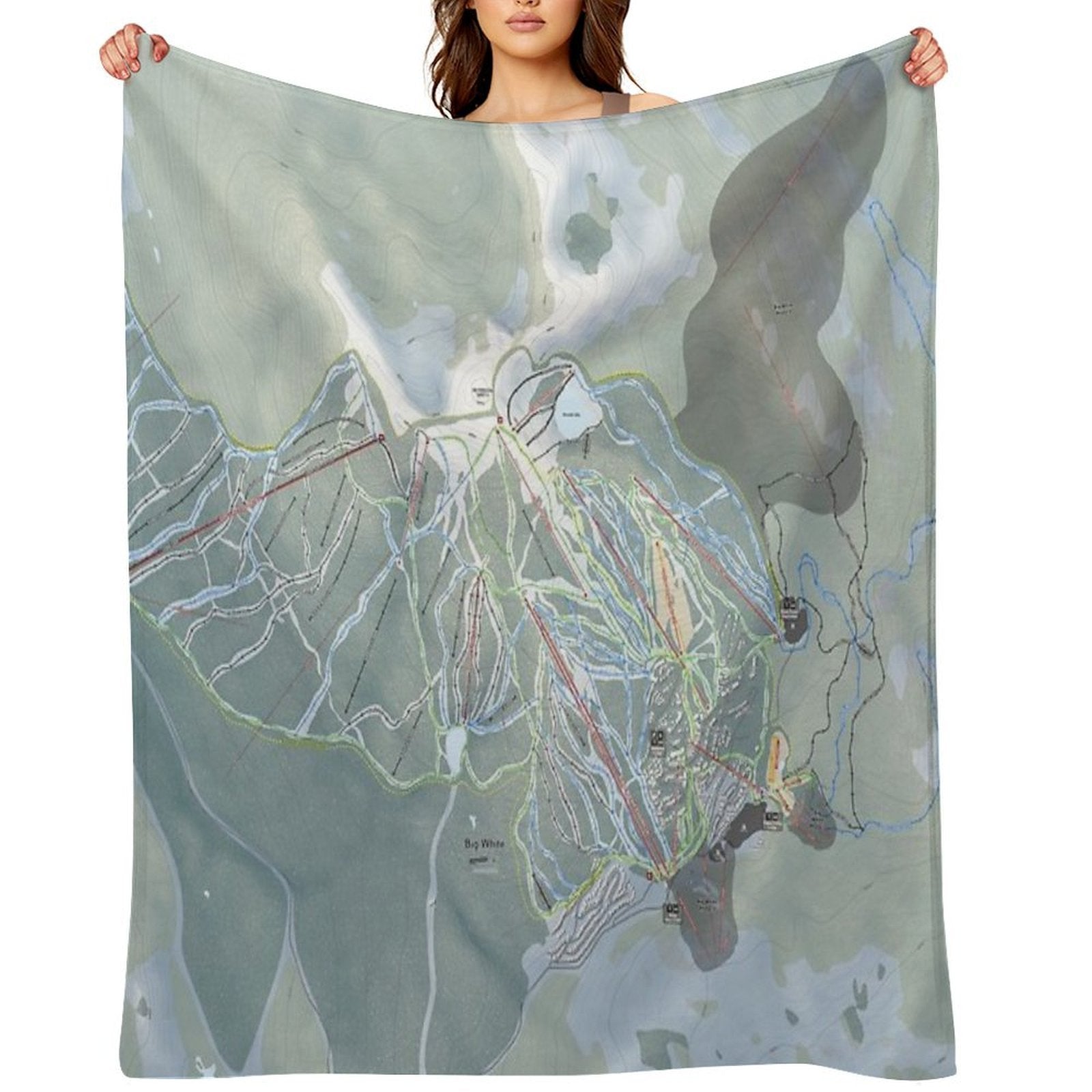 Big White Resort Trail Map Lightweight Throw Blanket