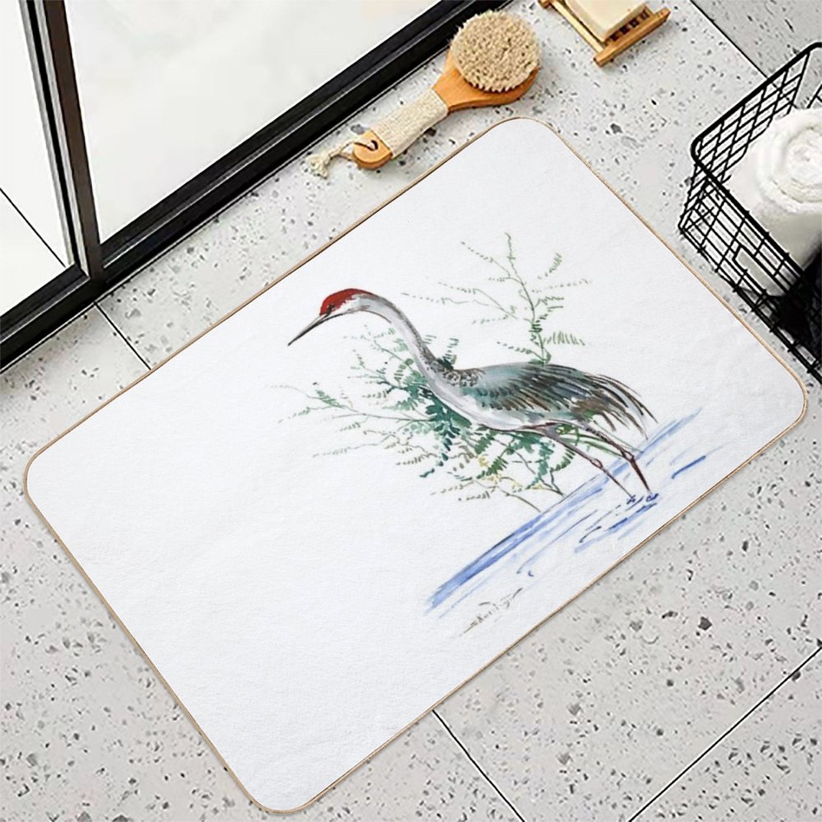 Sandhill Crane  Dirt-Trapping Bath Mat