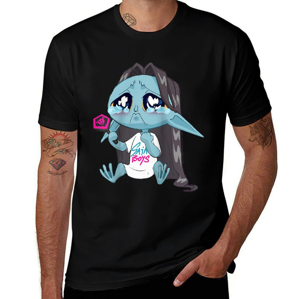 Kpop Demon Hunters Chibi Crying Saja Boys Demon Fan Raglan Baseball  Oversized Silhouette T-Shirt