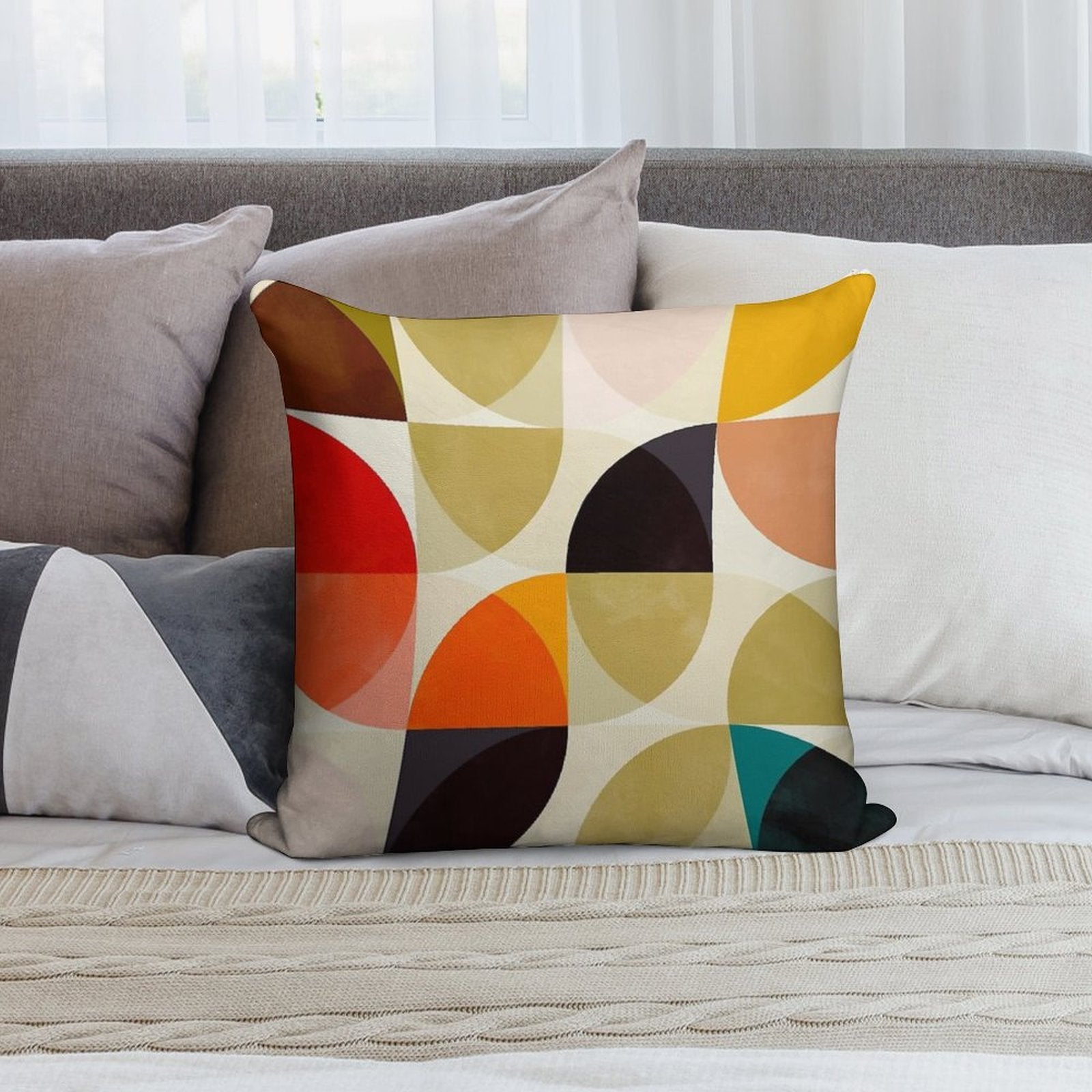 Mid Century 4 Soft Short Plush Fabric Throw Pillow