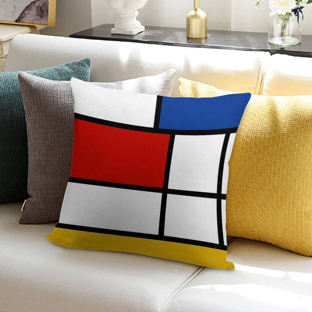 De Stijl #1 (Mondrian Inspired) Soft Shrink-Resistant Throw Pillow