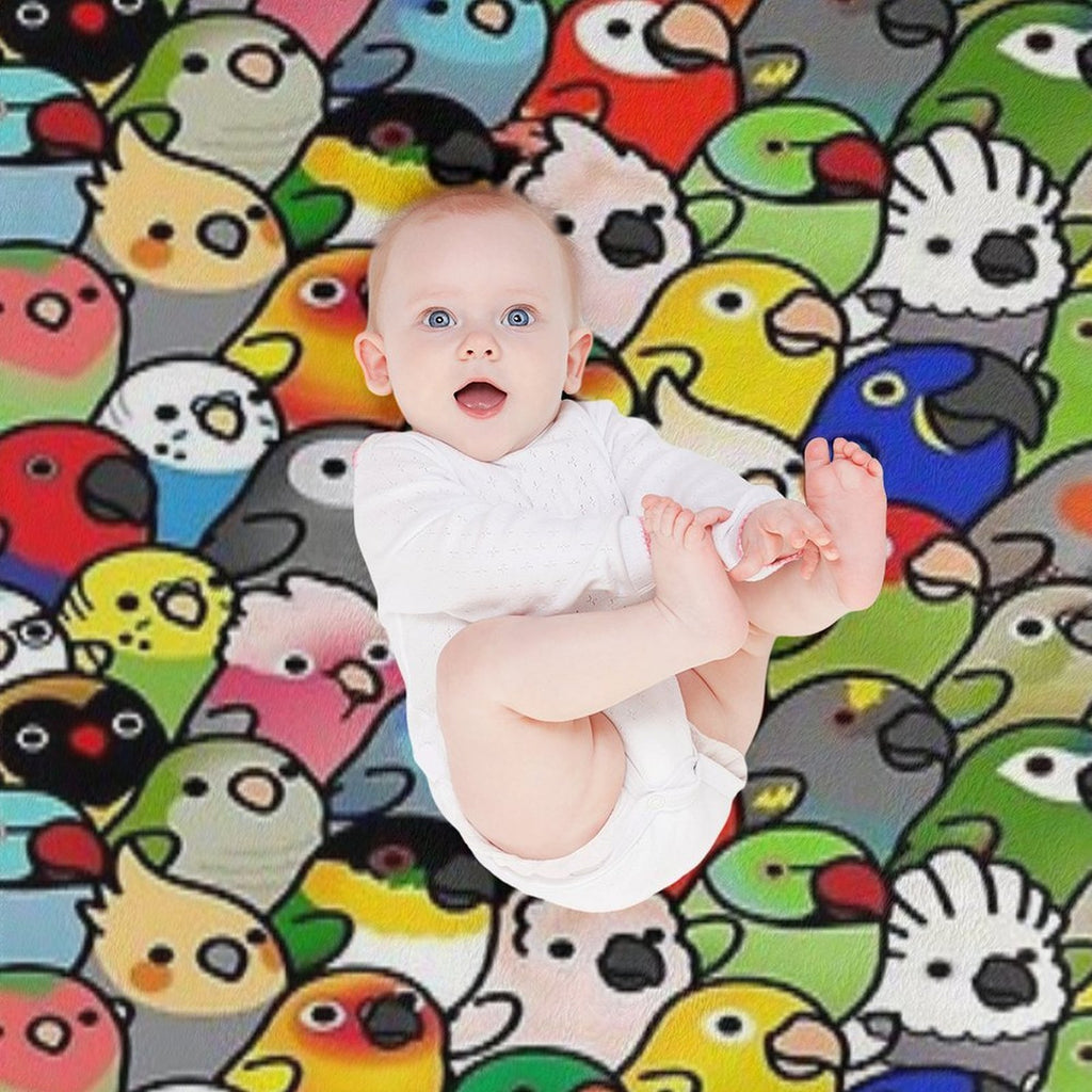 Colorful Birds Shrink-resistant Throw Blanket