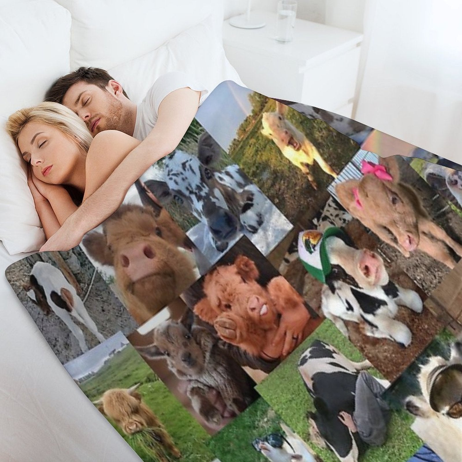 Cows Aesthetic Collage Velvety-soft Throw Blanket
