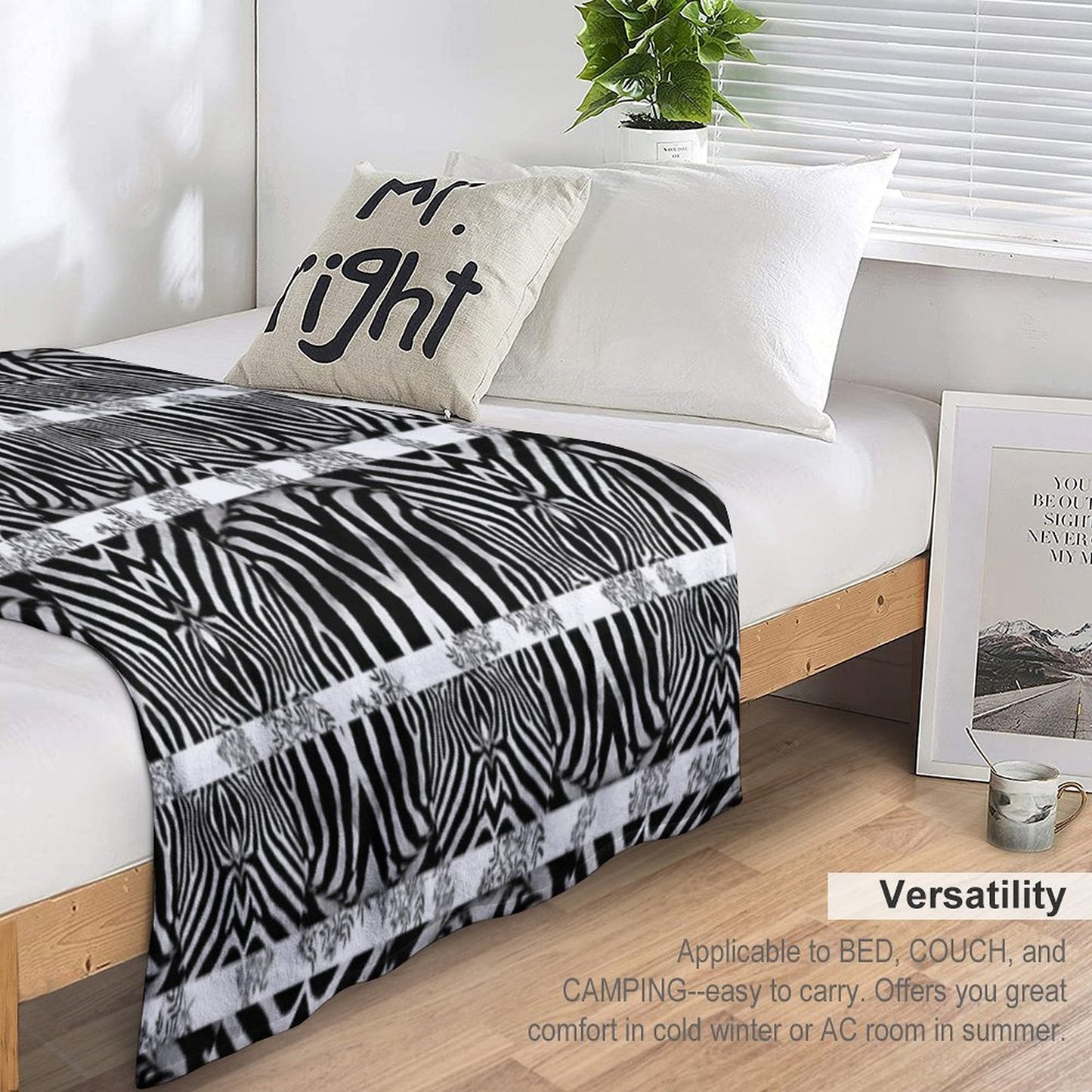 Zebra Stripes Pattern Sustainable Throw Blanket
