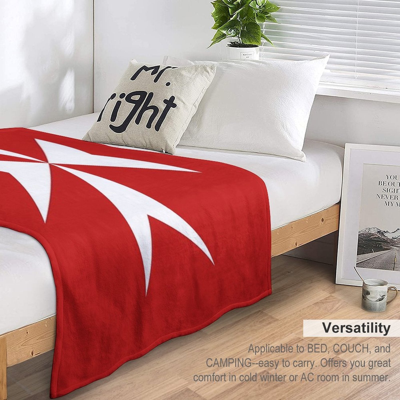 Maltese Cross Flag T-Shirt Plush Throw Blanket