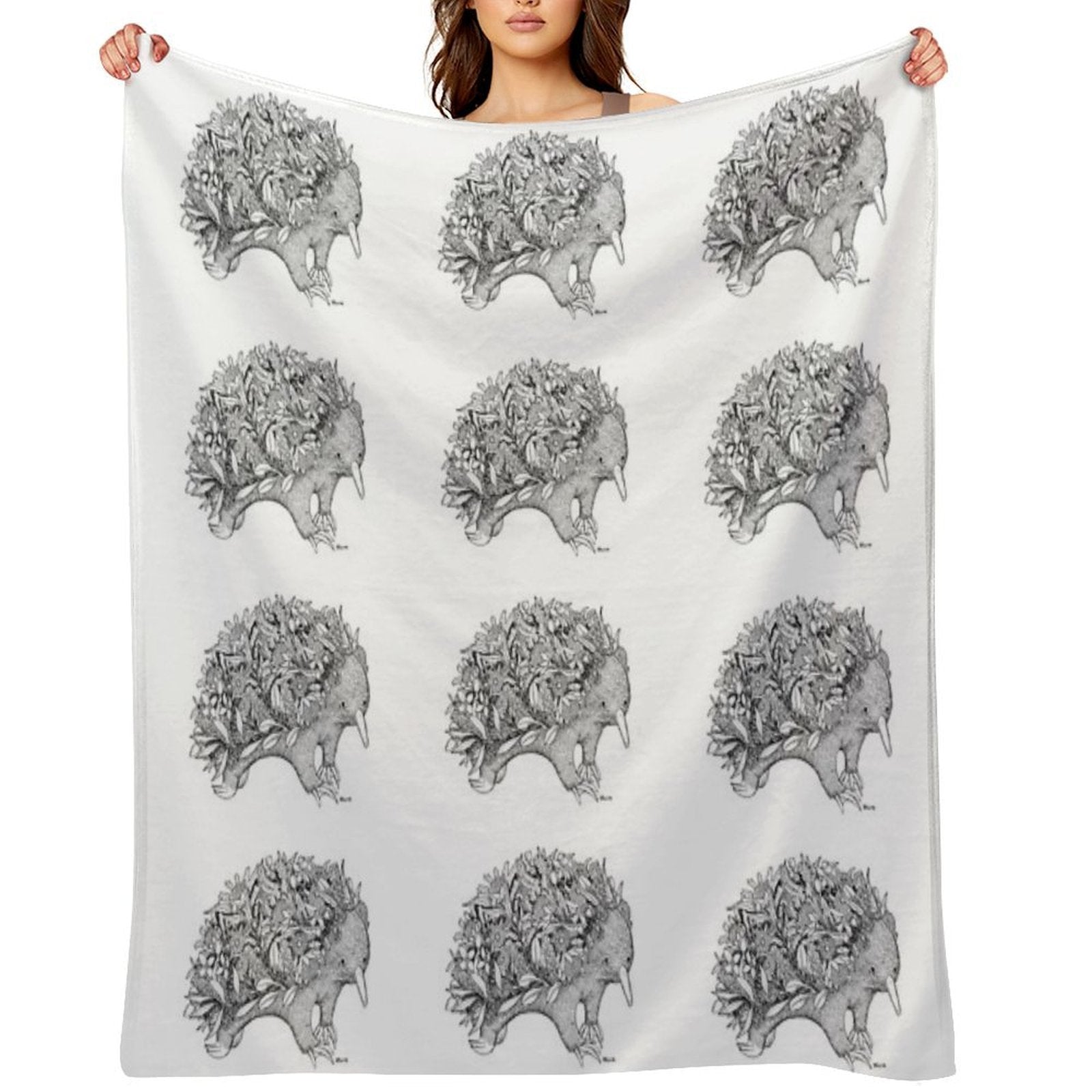 Botanical Echidna Velvety-soft Throw Blanket