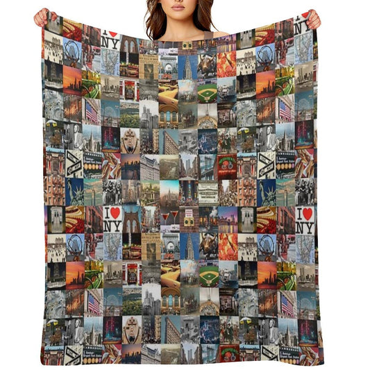 Typical New York - Collage of Images of The City And History Sustainable Throw Blanket
