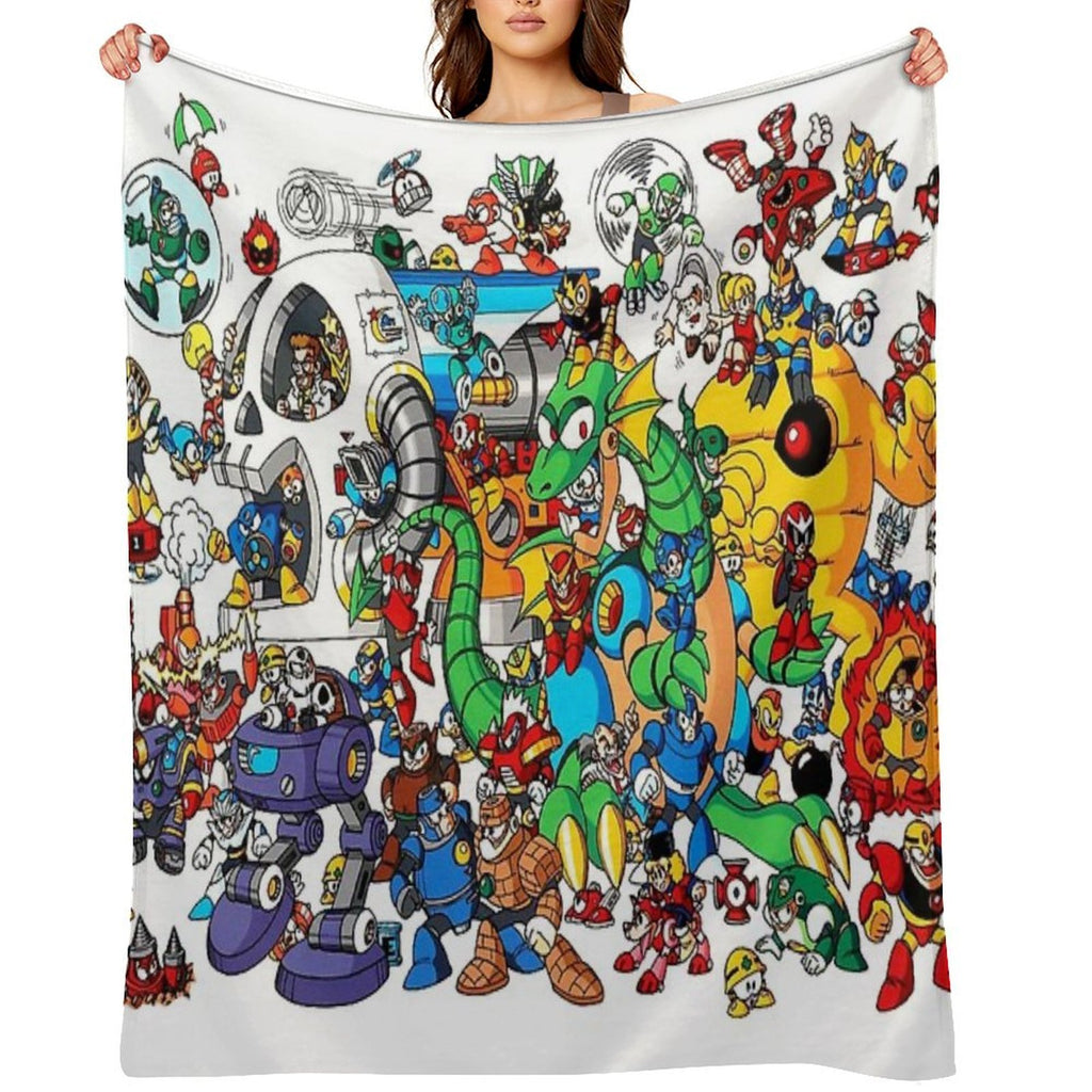 Mega Man And All of His Enemies Shrink-resistant Throw Blanket