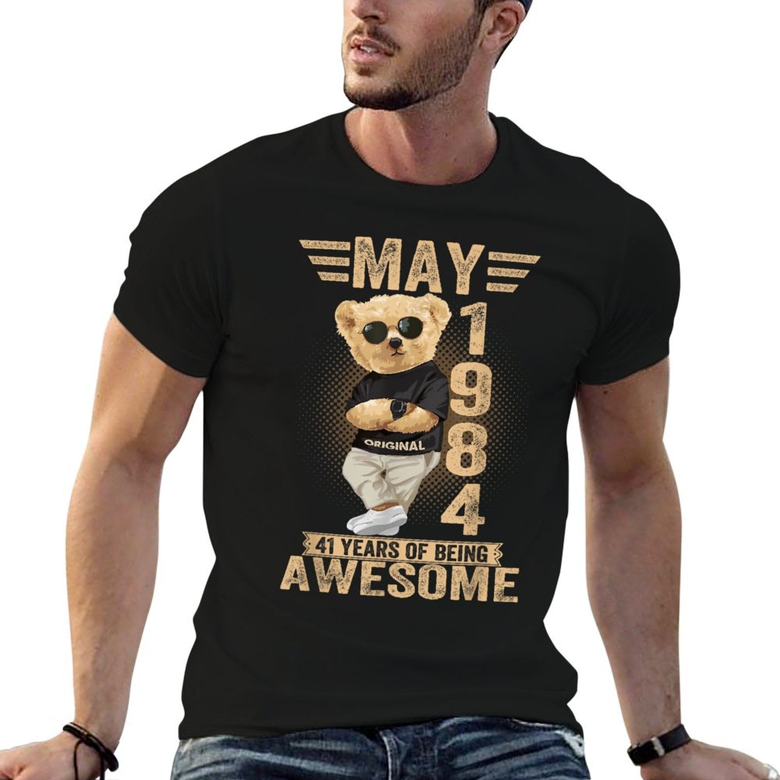 May 41th Birthday Men Women 1984 Awesome Teddy Bear  Odor-resistant T-Shirt