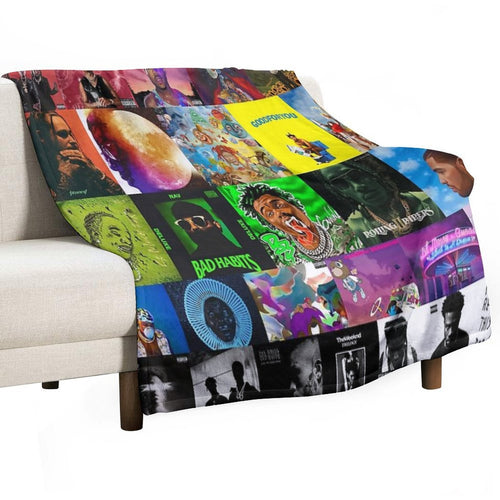 Album Cover Collage, Country Music Collage Tapestry Sustainable Throw Blanket