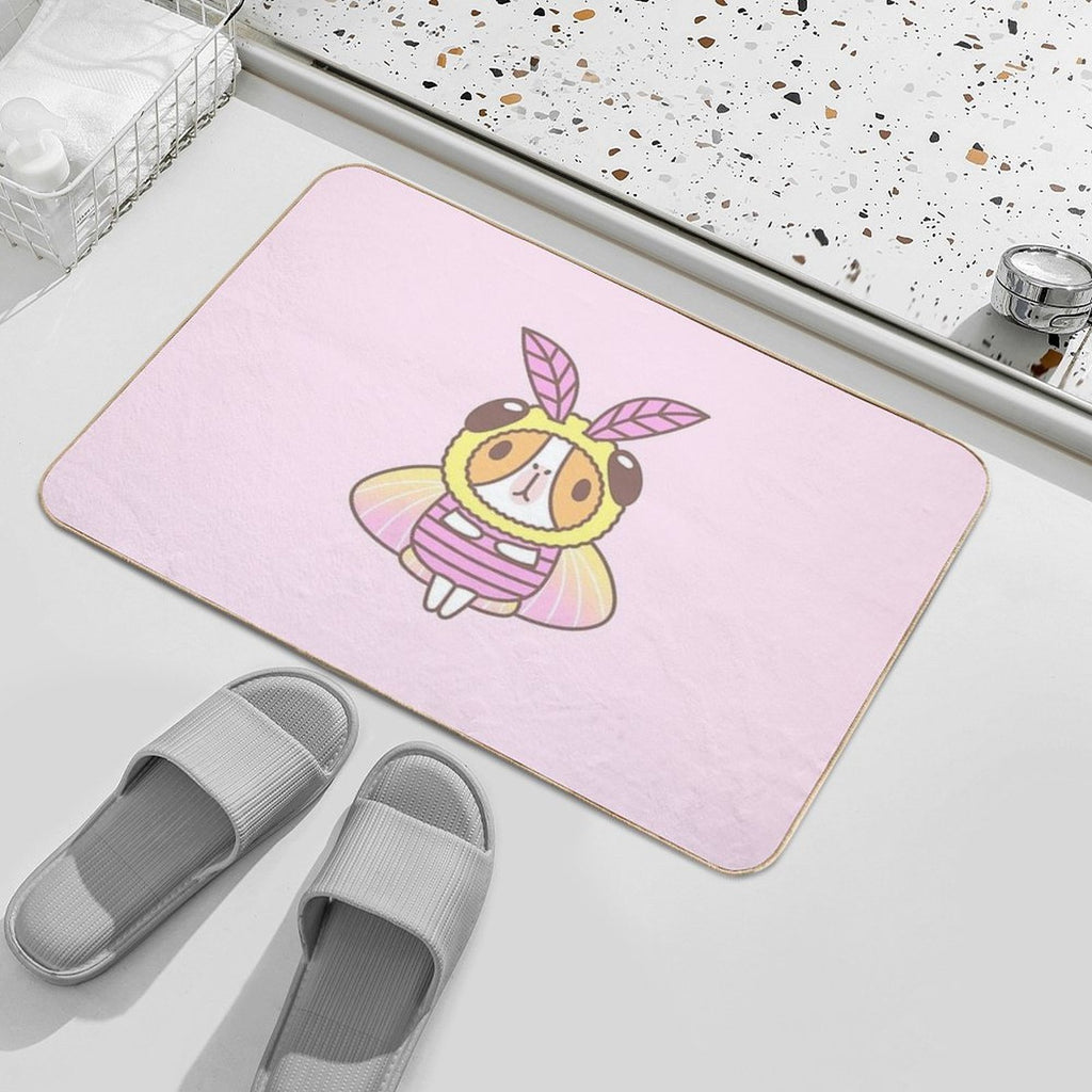Guinea Pig in Rosy Maple Moth Costume  Long-Lasting Bath Mat