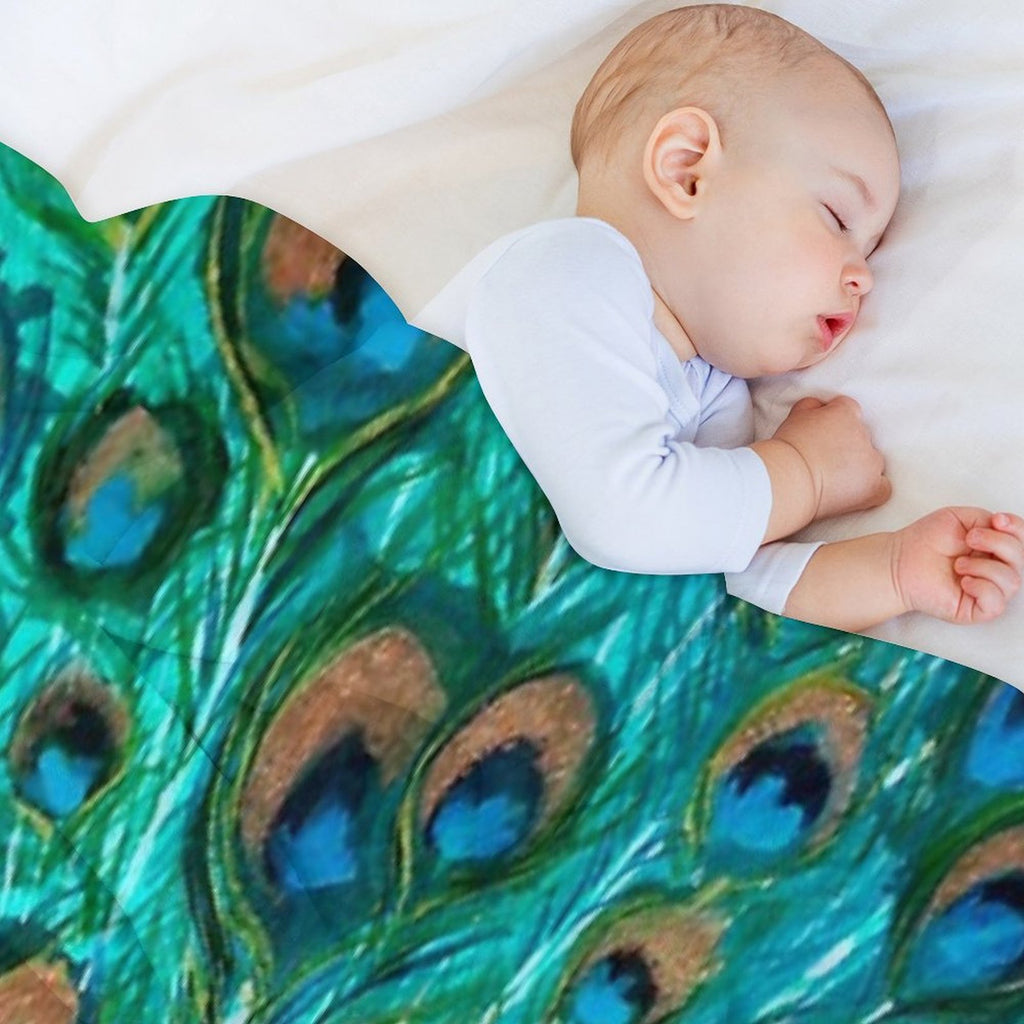 Colourised Aqua Peacock All-season Throw Blanket