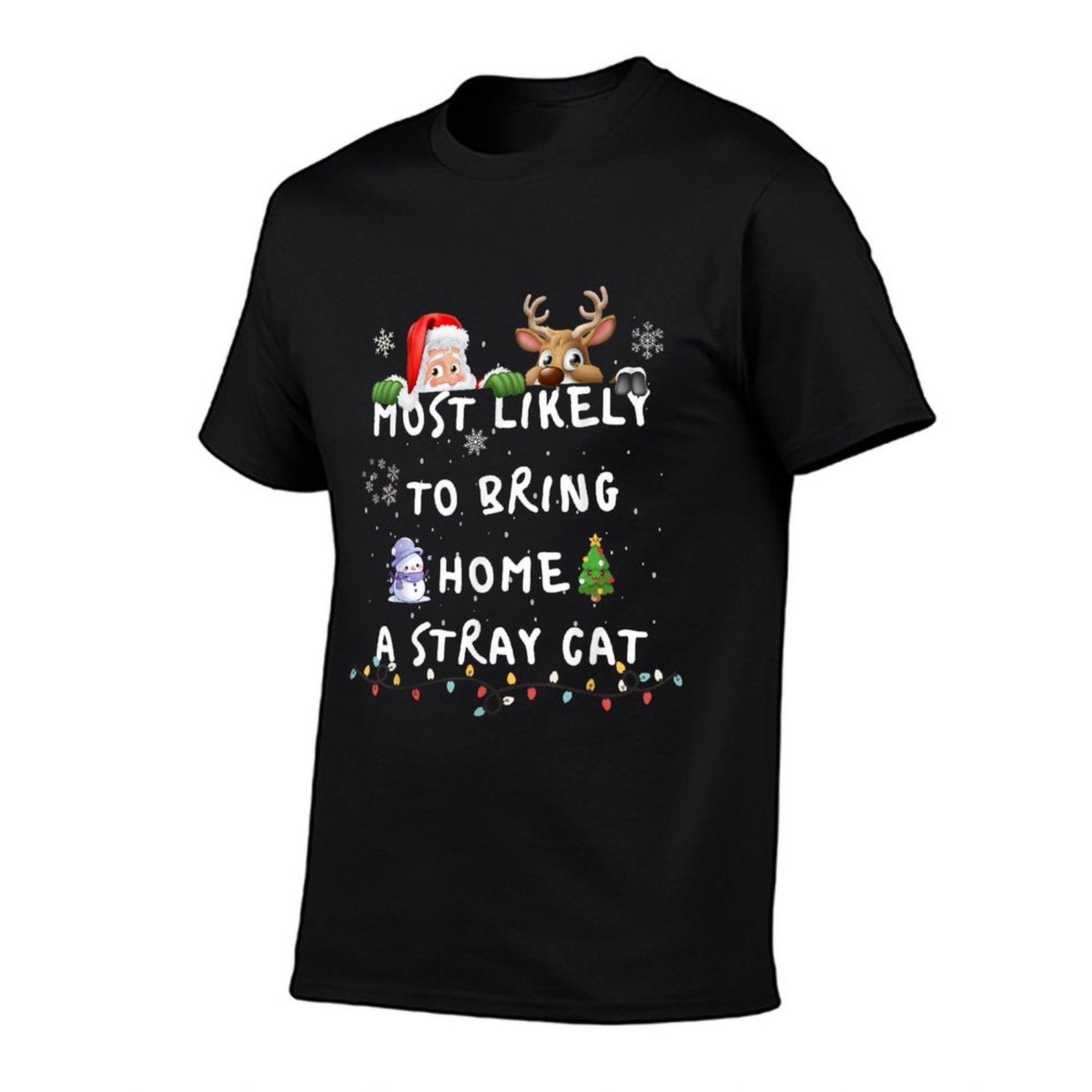 Most Likely To Funny Stray Cat Christmas Pajamas Family  Summer-ready Fabric T-Shirt