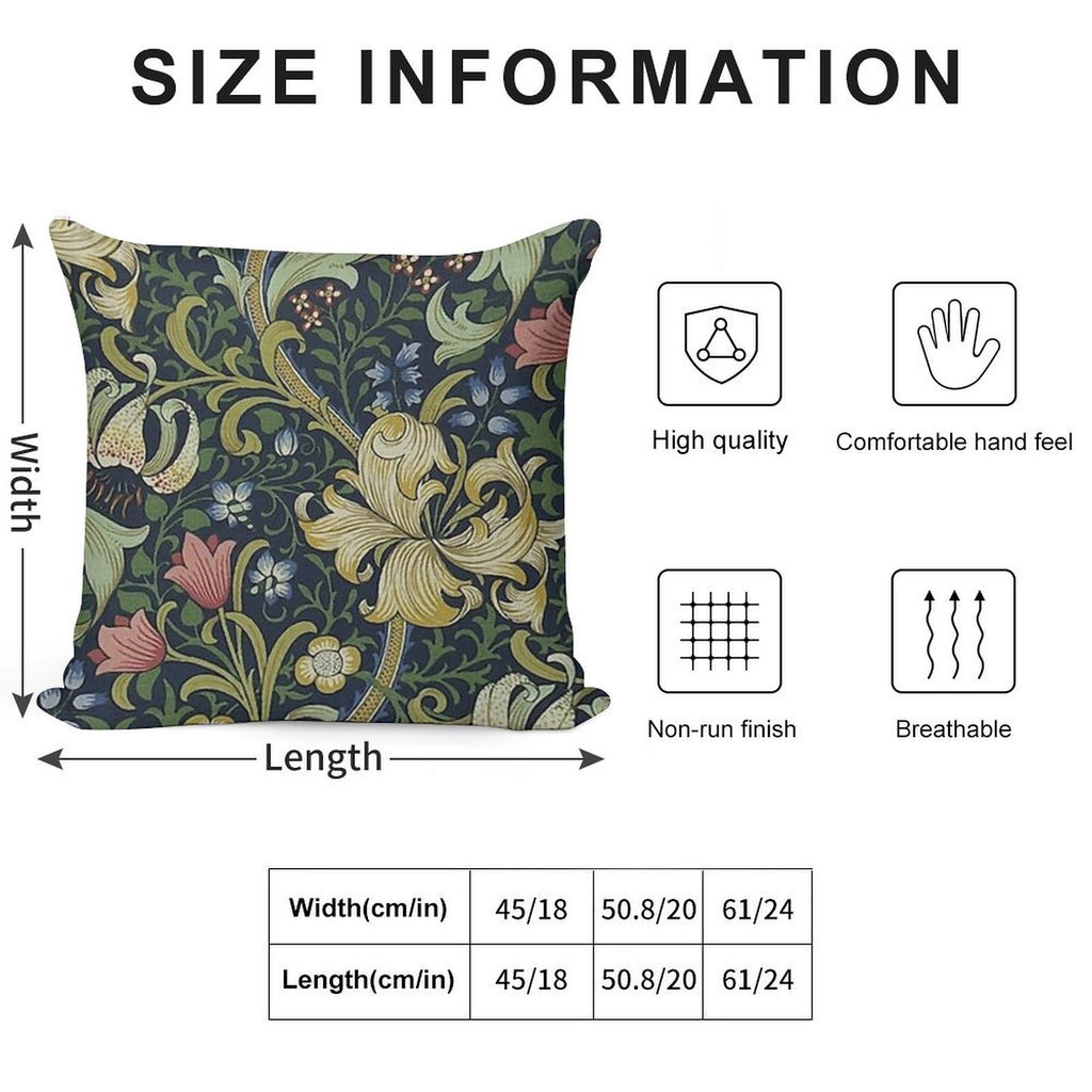 William Morris Golden Lily Pattern Soft Durable Construction Throw Pillow