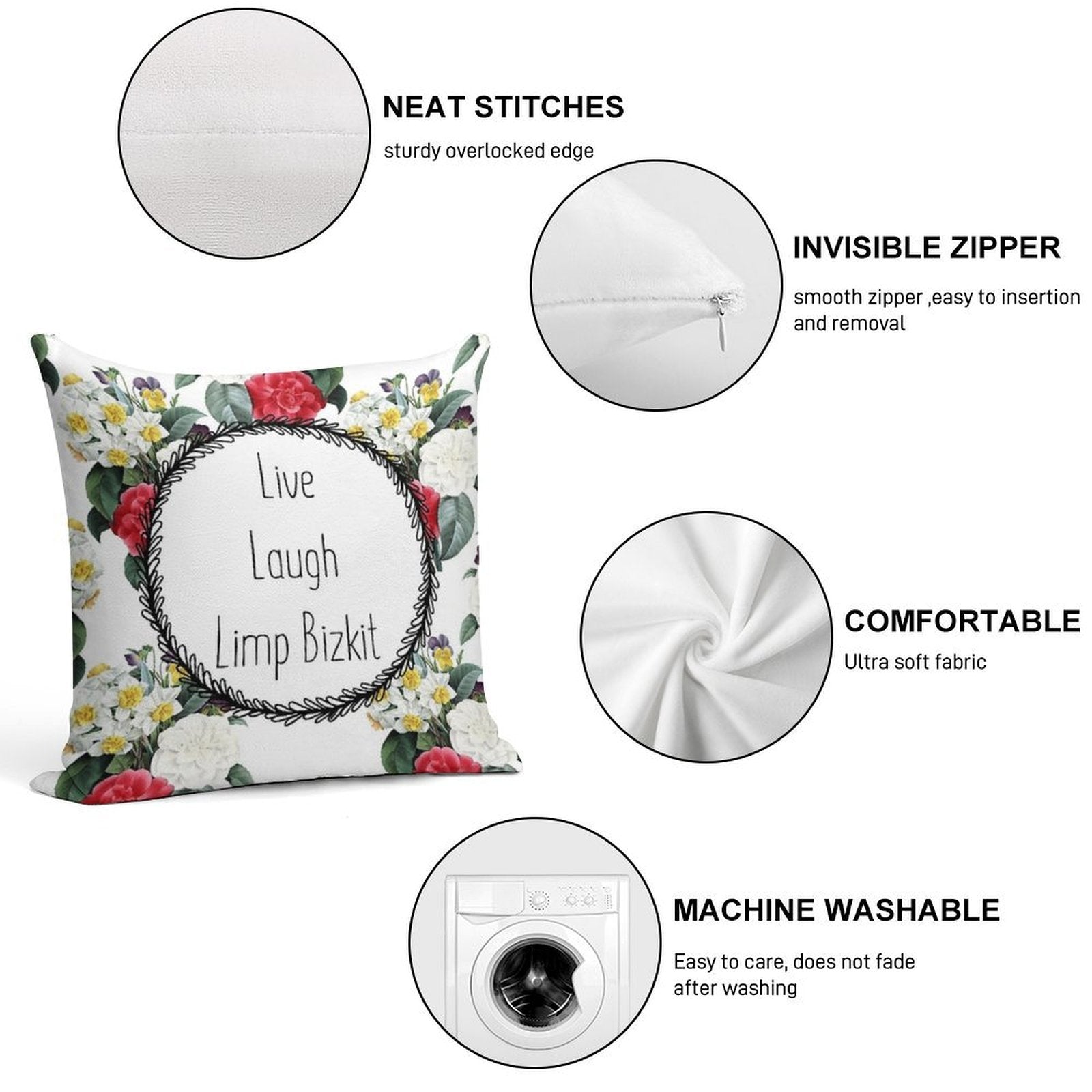 Live Laugh Limp Bizkit Soft Gift Ready Throw Pillow