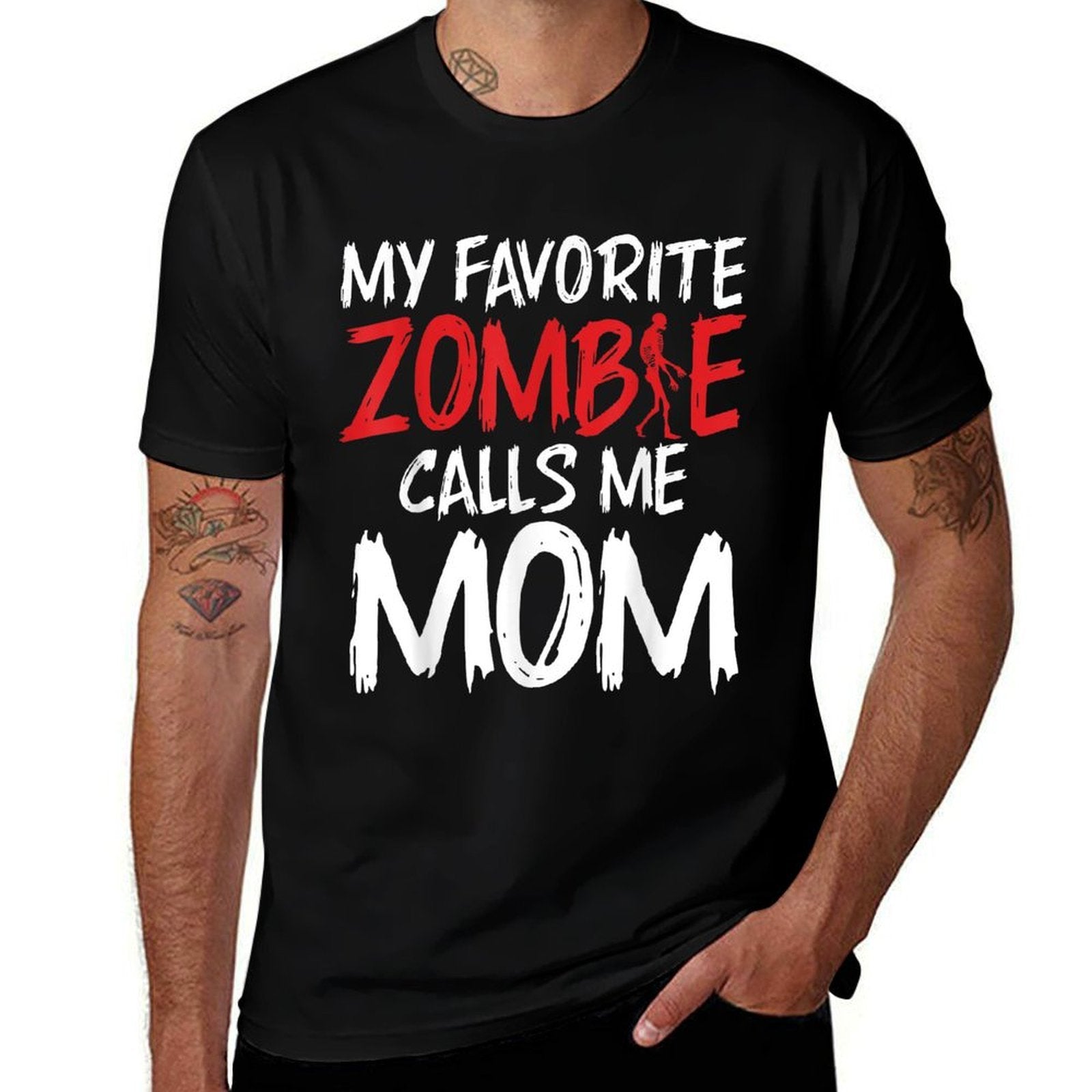 My Favorite Zombie Call Me Mom of Zombie  Heathered Texture T-Shirt