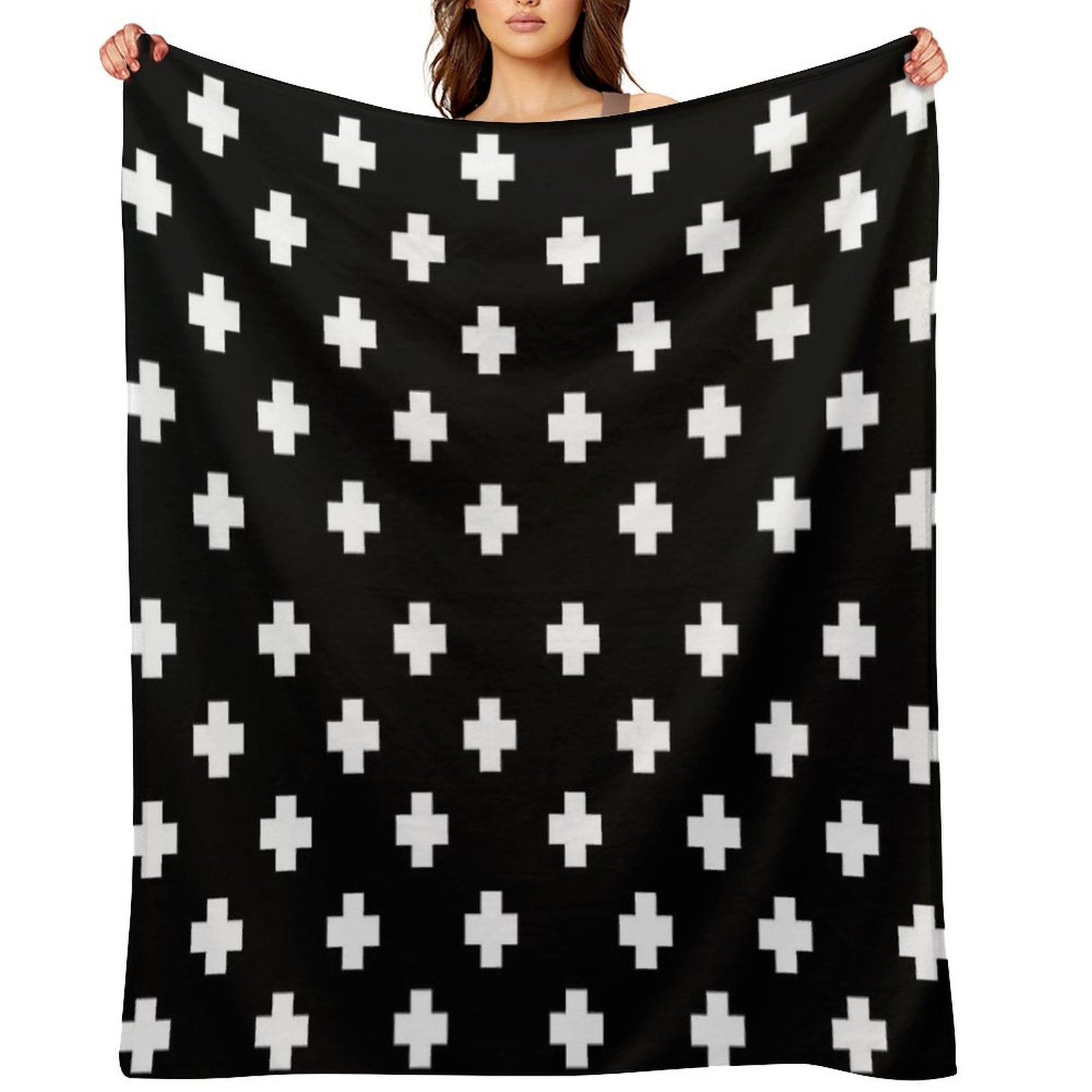 Swiss Cross Pattern Plush Throw Blanket