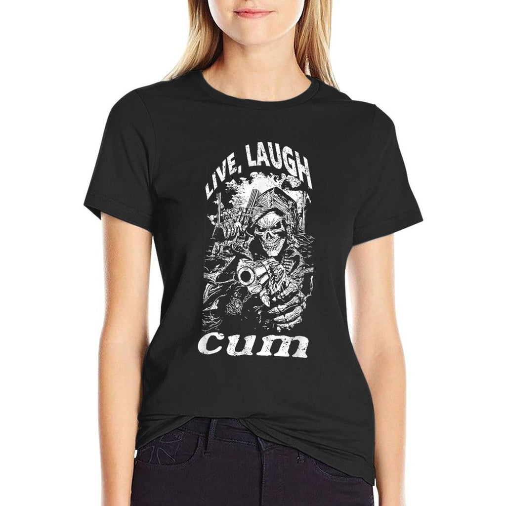 Live Laugh Cum Reaper Funny Vintage Goth Emo Gag Comfortable T-Shirt